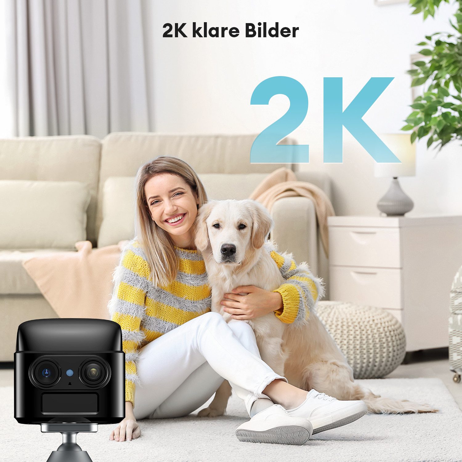 CkeyiN Pro Überwachungskamera Innenbereich,2K Mini Kamera kabellos mit Nachtsicht & AI-Alarm (Innenbereich, Bewegungserkennung,2-Wege-Audio, Unterstützung für d – Bild 3 von 5