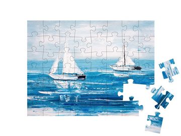 puzzleYOU Puzzle Ölgemälde: Zwei Segelboote, 48 Puzzleteile, puzzleYOU-Kollektionen Gemälde, Ölbilder, Kunstwerke