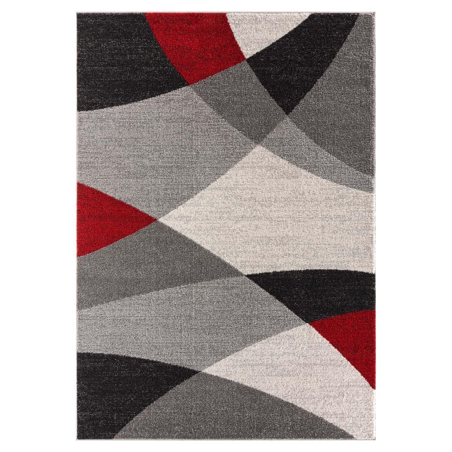 merinos Teppich THALES, Grau, Rot, 80 x 140 cm, Polypropylen, rechteckig, Höhe: 11 mm