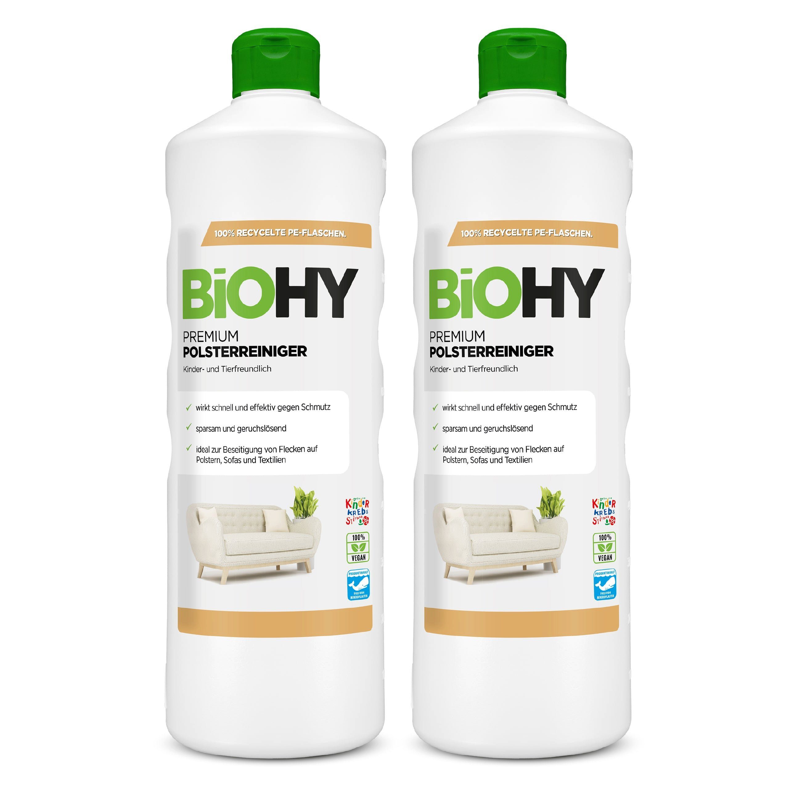 BiOHY BiOHY Premium Polsterreiniger 2er Pack (2 x 1 Liter Flasche) Polsterreiniger (2-St)
