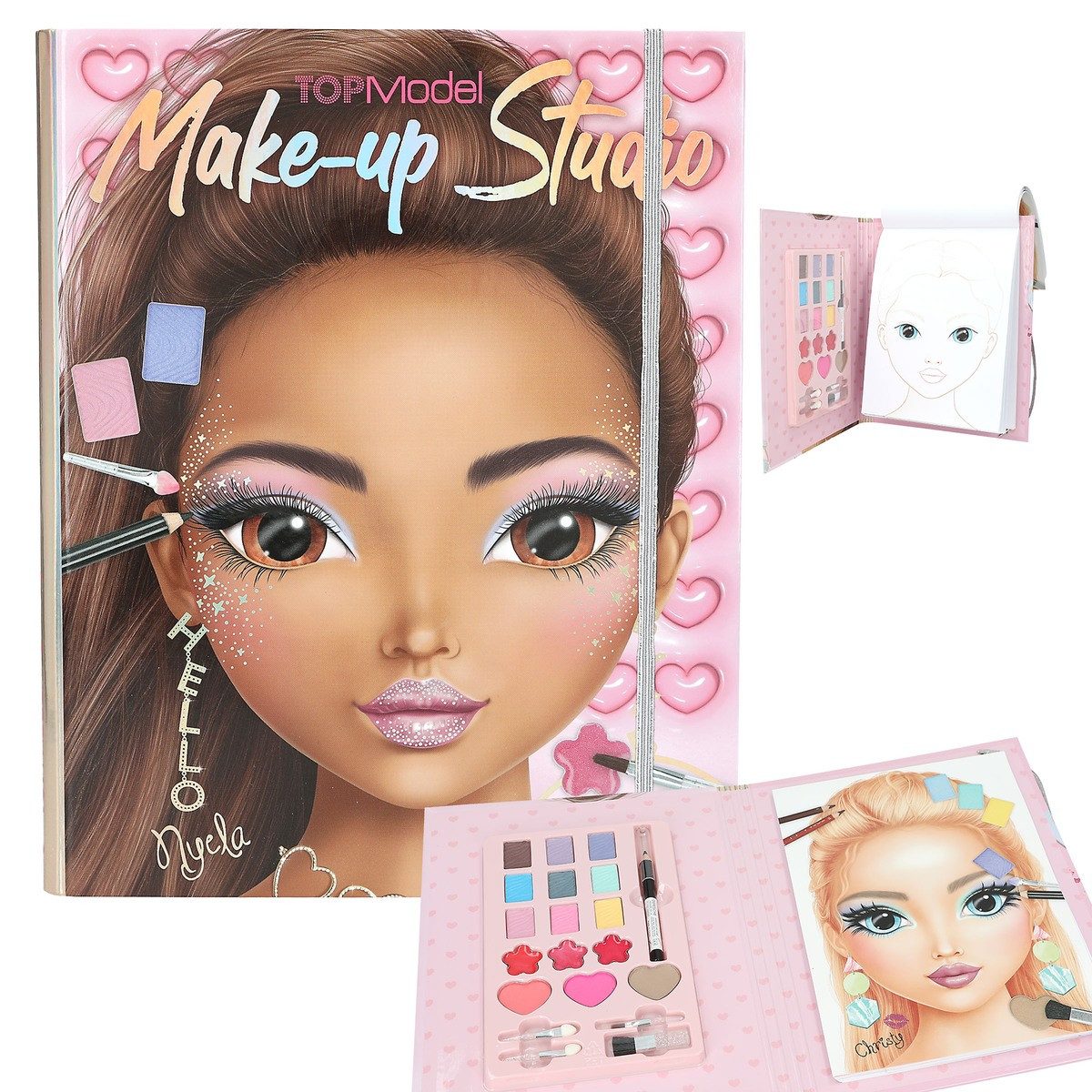 Depesche Schmuckset TOPModel Makeup Kreativ-Mappe mit Model Motiven zum Selbstgestalten, Inkl. Make Up Palette und Pinseln