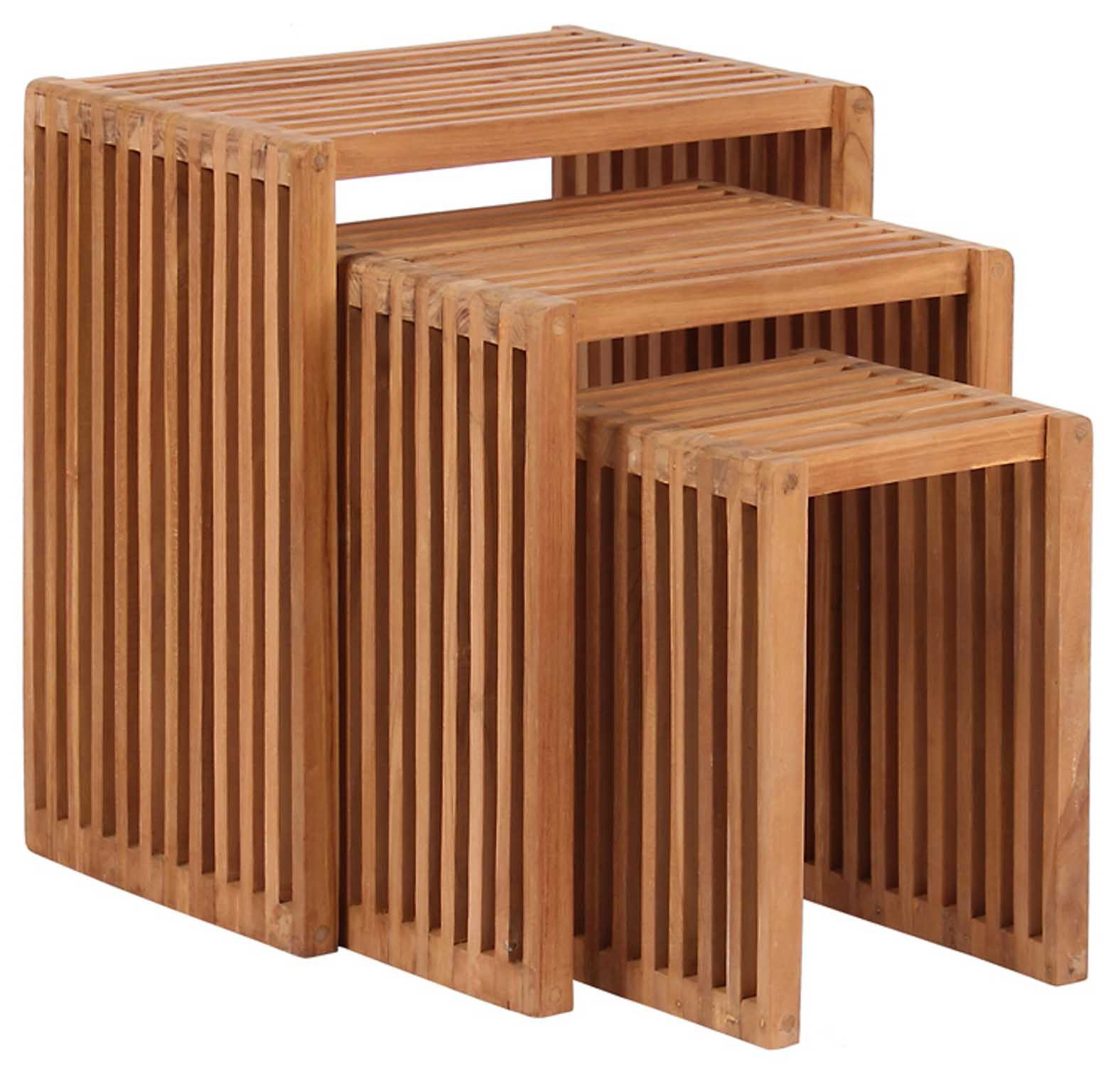 MR.DEKO Gartentisch 3er Set Teak