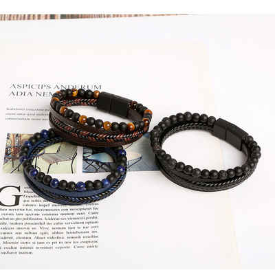 Eyecatcher Lederarmband Leder Reihen Armband mit Natursteinen verschiedene Farben und Längen (kein Set)