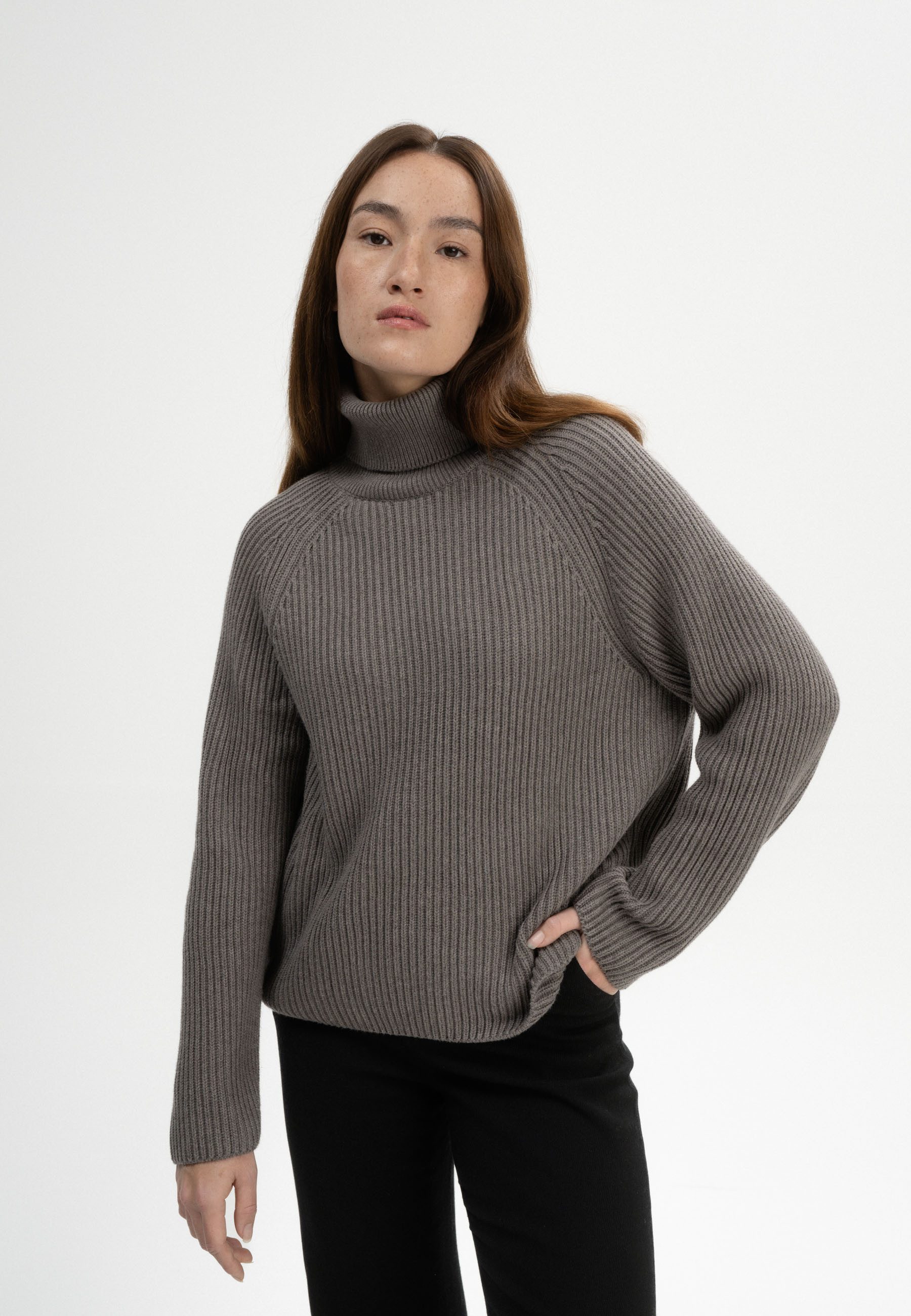 MELA Strickpullover Damen Rippstrick Rollkragenpullover CHIRHA günstig online kaufen