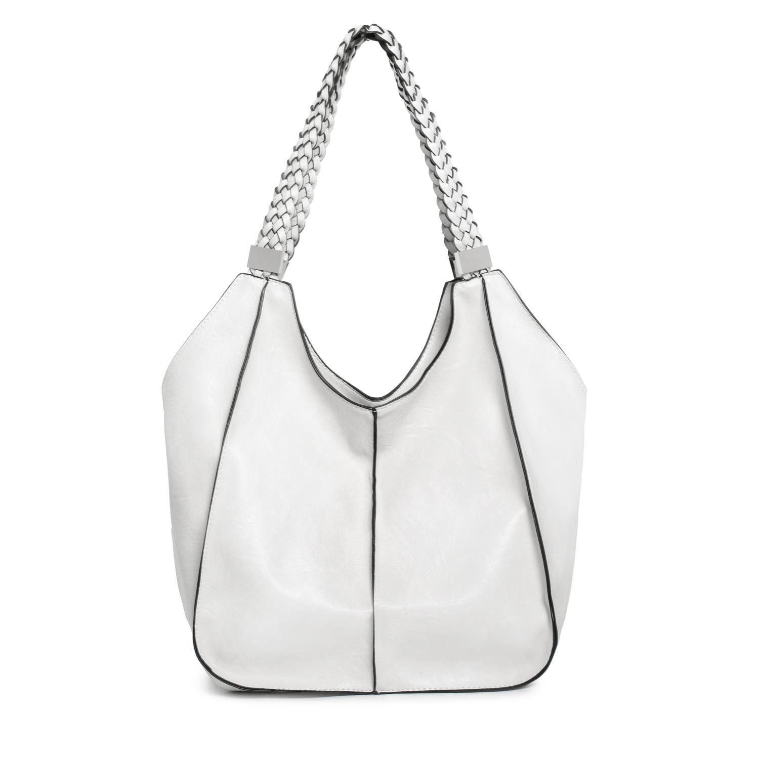 ITALYSHOP24 Schultertasche Damen XXL FLECHTOPTIK Hand-Tasche Shopper Businesstasche Workbag, Tote Bag Reisetasche Henkeltasche Beuteltasche Hobo Bag Weekender