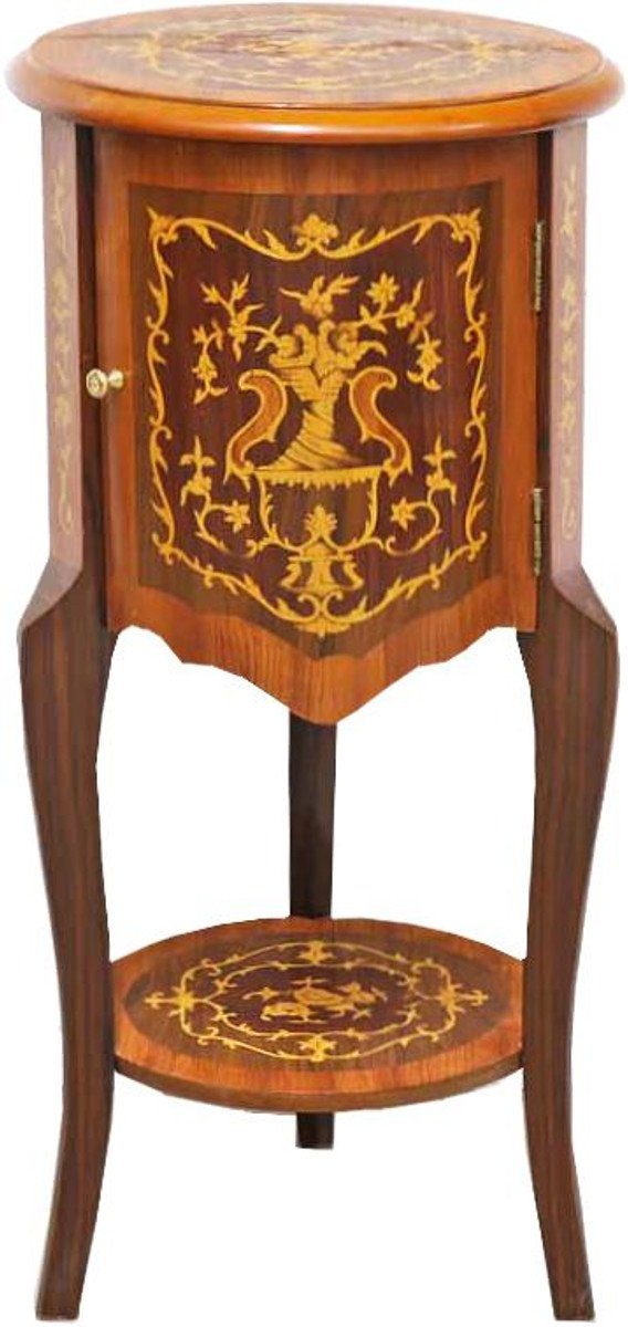 Braun Beistelltisch - Casa Padrino cm - Schubladen x Beistelltisch Stil Antik Beistelltisch Barock 80 mit Intarsien Möbel - 40 Telefontisch