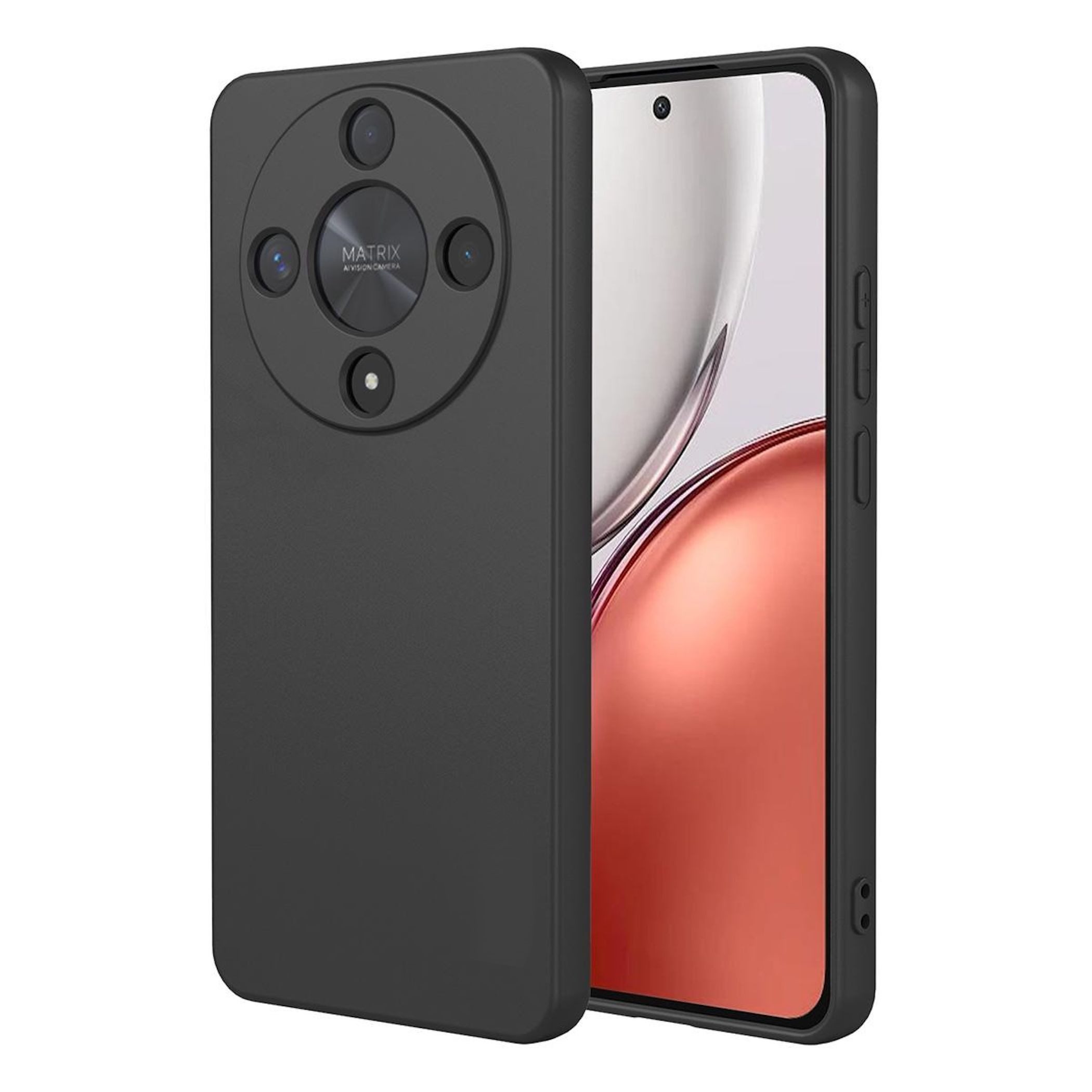 Wigento Handyhülle für Honor Magic 8 Lite TPU Silikon Slim Dünn Flexibel Schwarz 6,79 Zoll, Stilvolle TPU Hülle, präzise Aussparungen, schützend