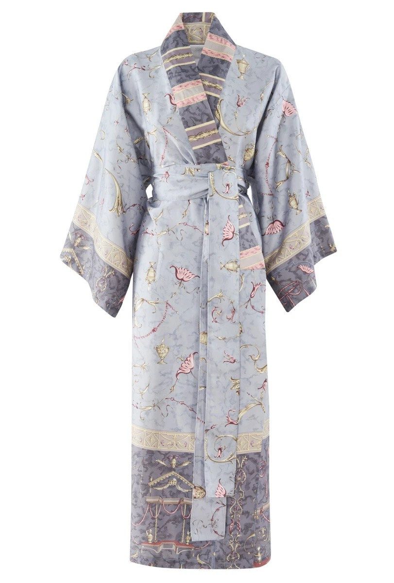 Bassetti Kimono Oplontis G1 Limited Edition in L/XL, 100% Baumwolle, mit Bindegürtel, Mako-Satin