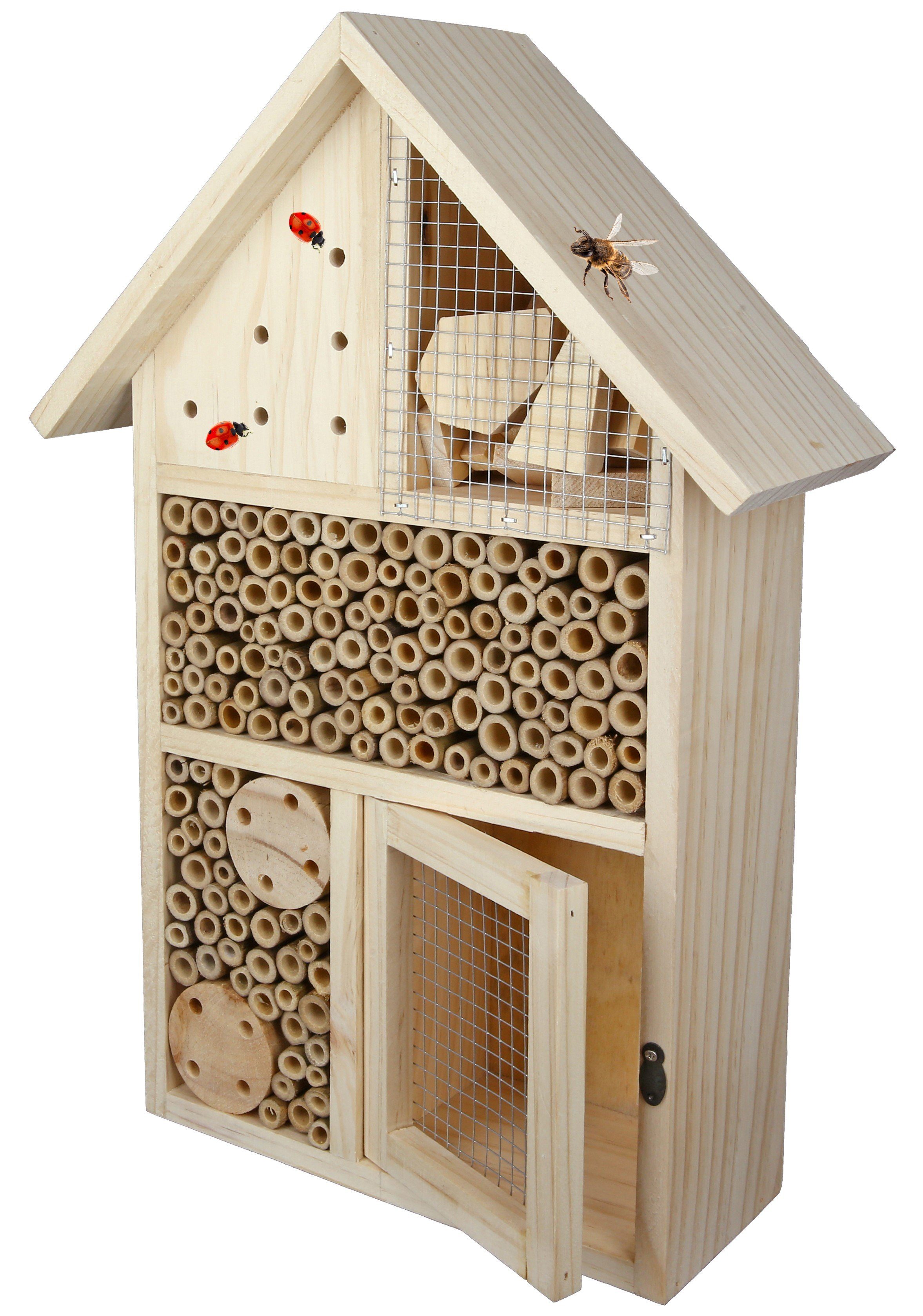 Cult at Home Insektenhotel Bienenhaus Insektenhotel groß – Höhe 38 cm - mit Klappe zum Befüllen – Nistkasten und Bienenhotel aus Holz