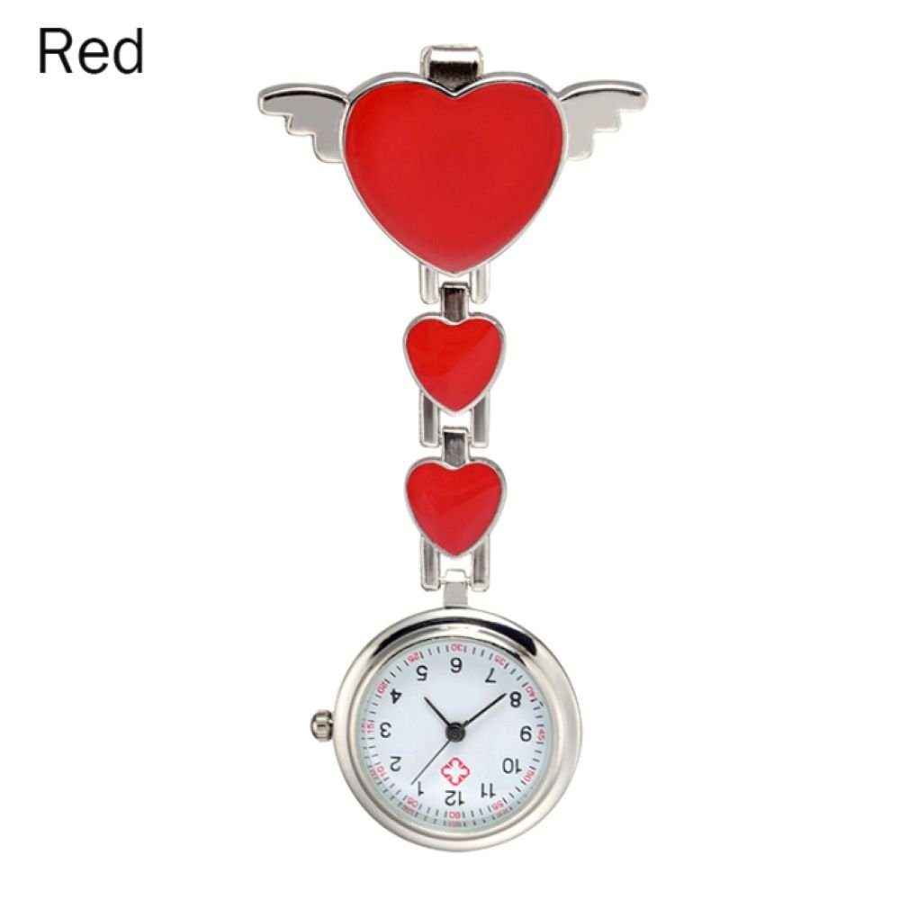 Tidy Krankenpflegeuhr Kitteluhr Quarz Taschenuhr Herz in 7 Farben rot