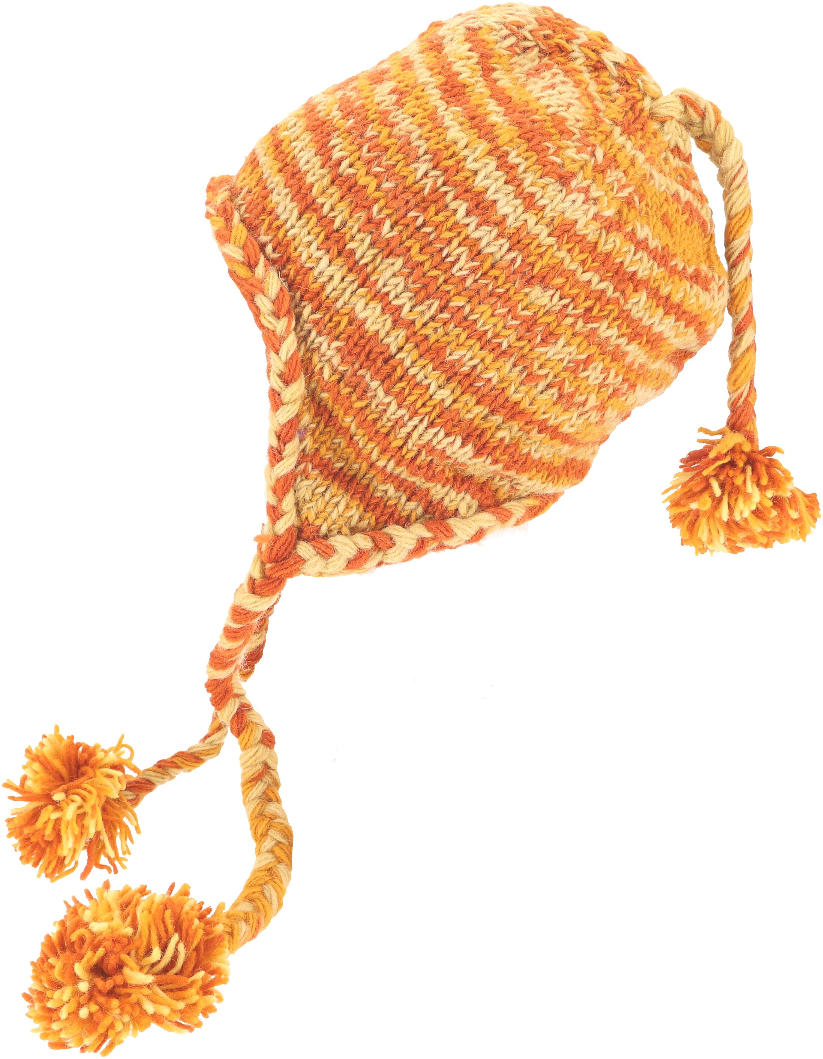 Guru-Shop Strickmütze Wollmütze mit Ohrenklappen, Norwegermütze,..