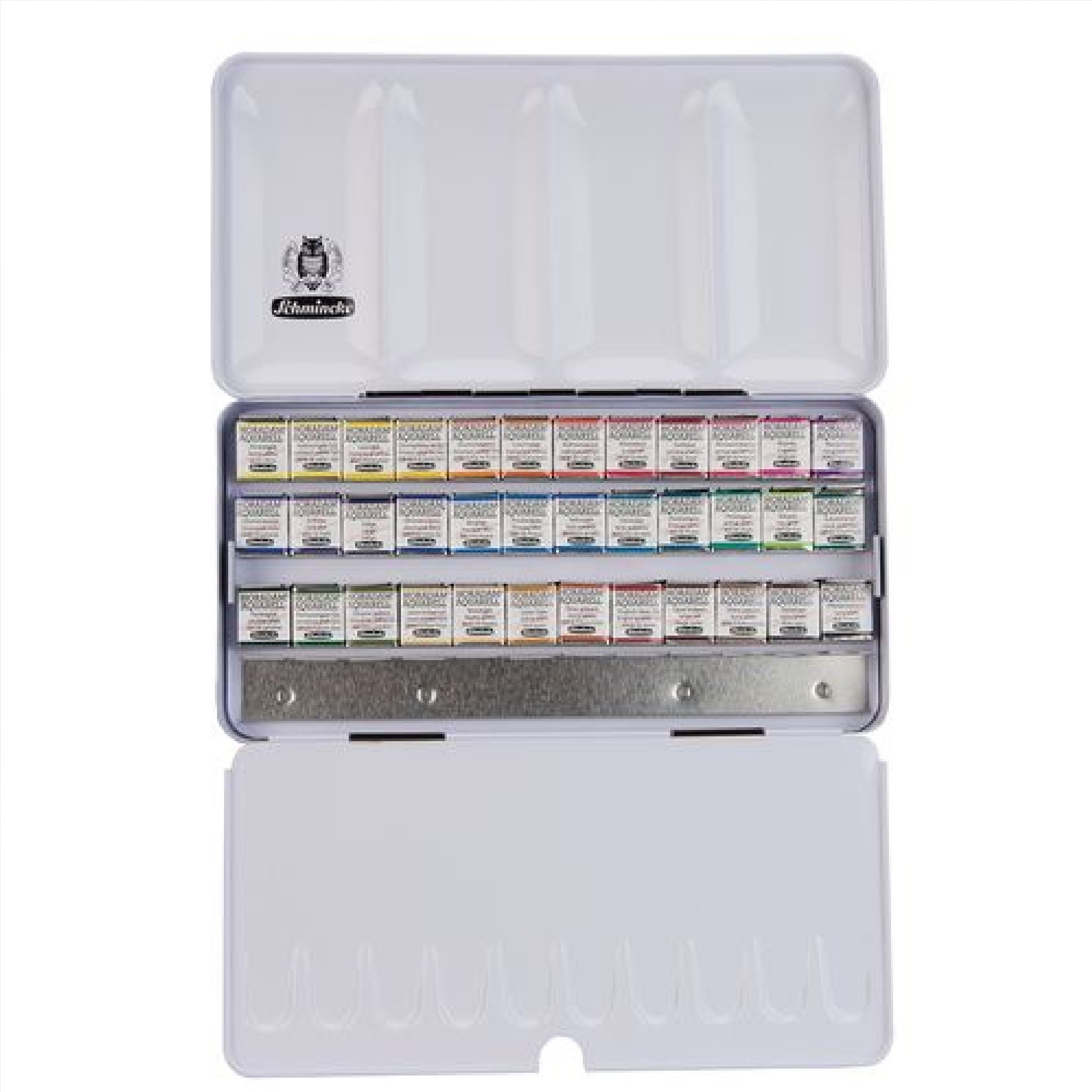 Schmincke Kreativset Horadam Aquarell Metallkasten 36x1/2 Näpfchen, (36-tlg), Platz für 12 weitere halbe Näpfchen