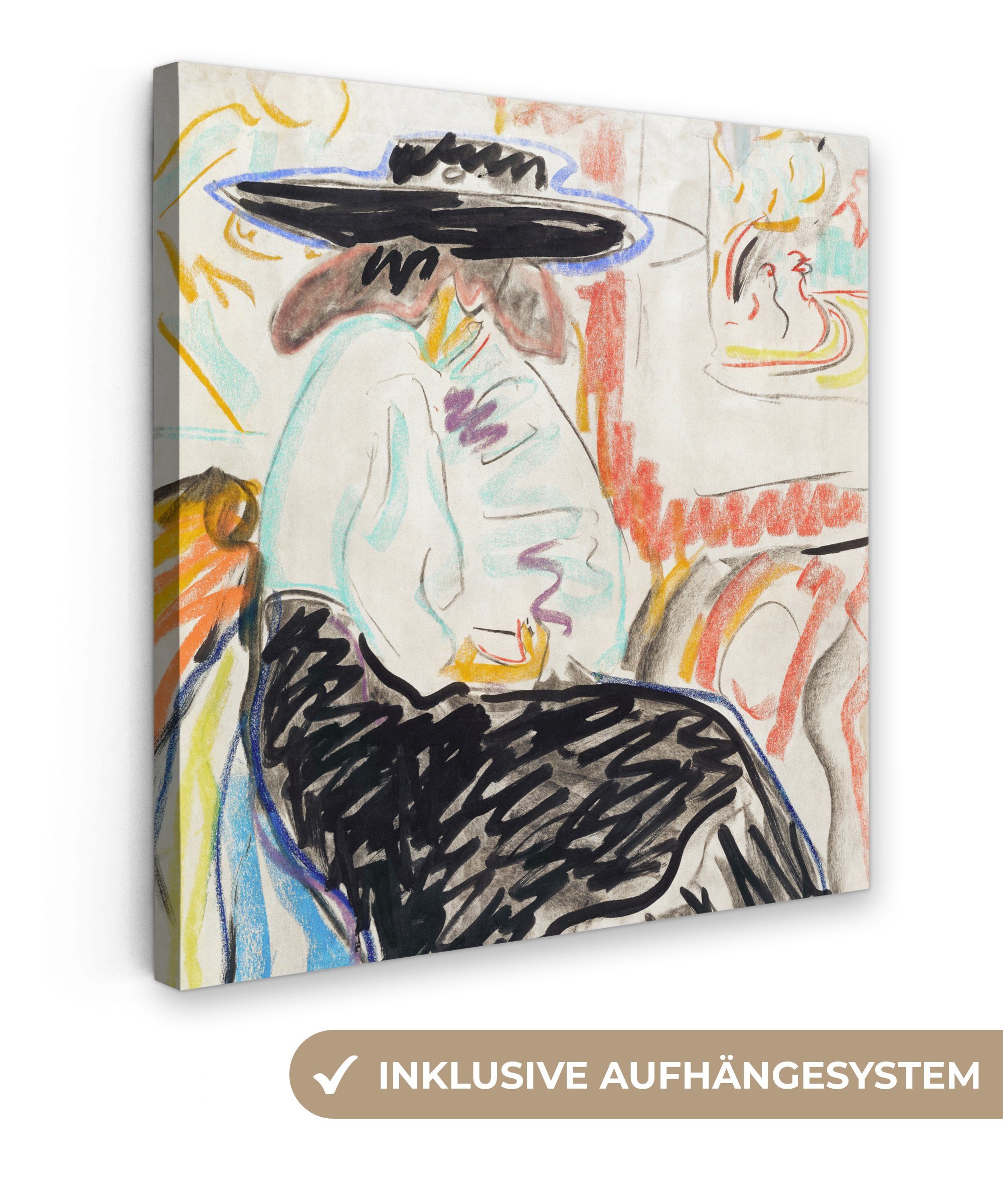 OneMillionCanvasses® Gemälde Kunst - für Meister, Schlafzimmer, (1 St), Wohnzimmer Alte cm Bilder 20x20 - Leinwand Abstrakt - Frau
