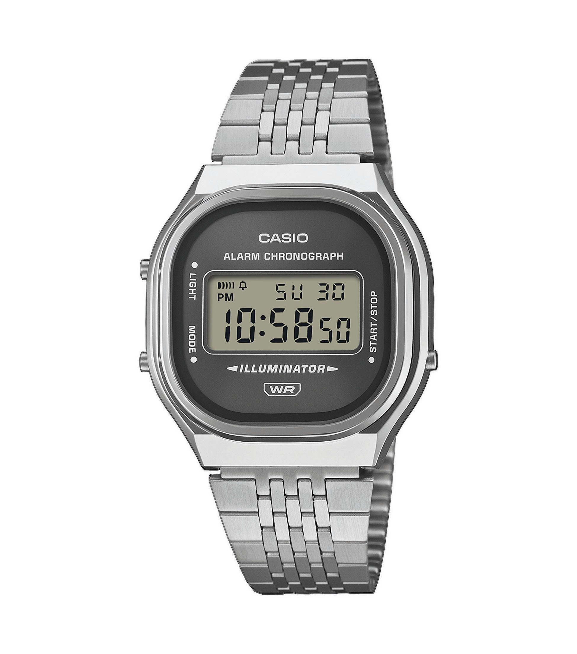 CASIO VINTAGE Chronograph A140WE-8AEF, Quarzuhr, Armbanduhr, Damenuhr, Herrenuhr, Edelstahlarmband, digital