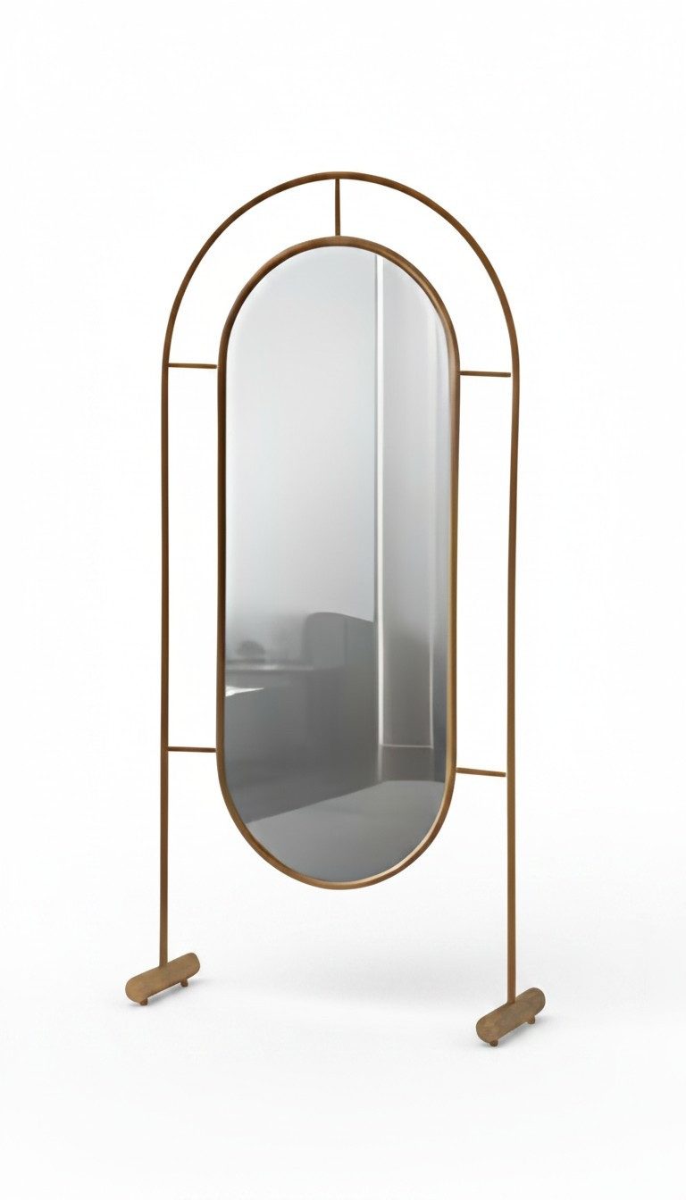 Xlmoebel Standspiegel XLMOEBEL Standspiegel aus Edelstahl in Braun, elegant und funktional (1-St), Made in Europa