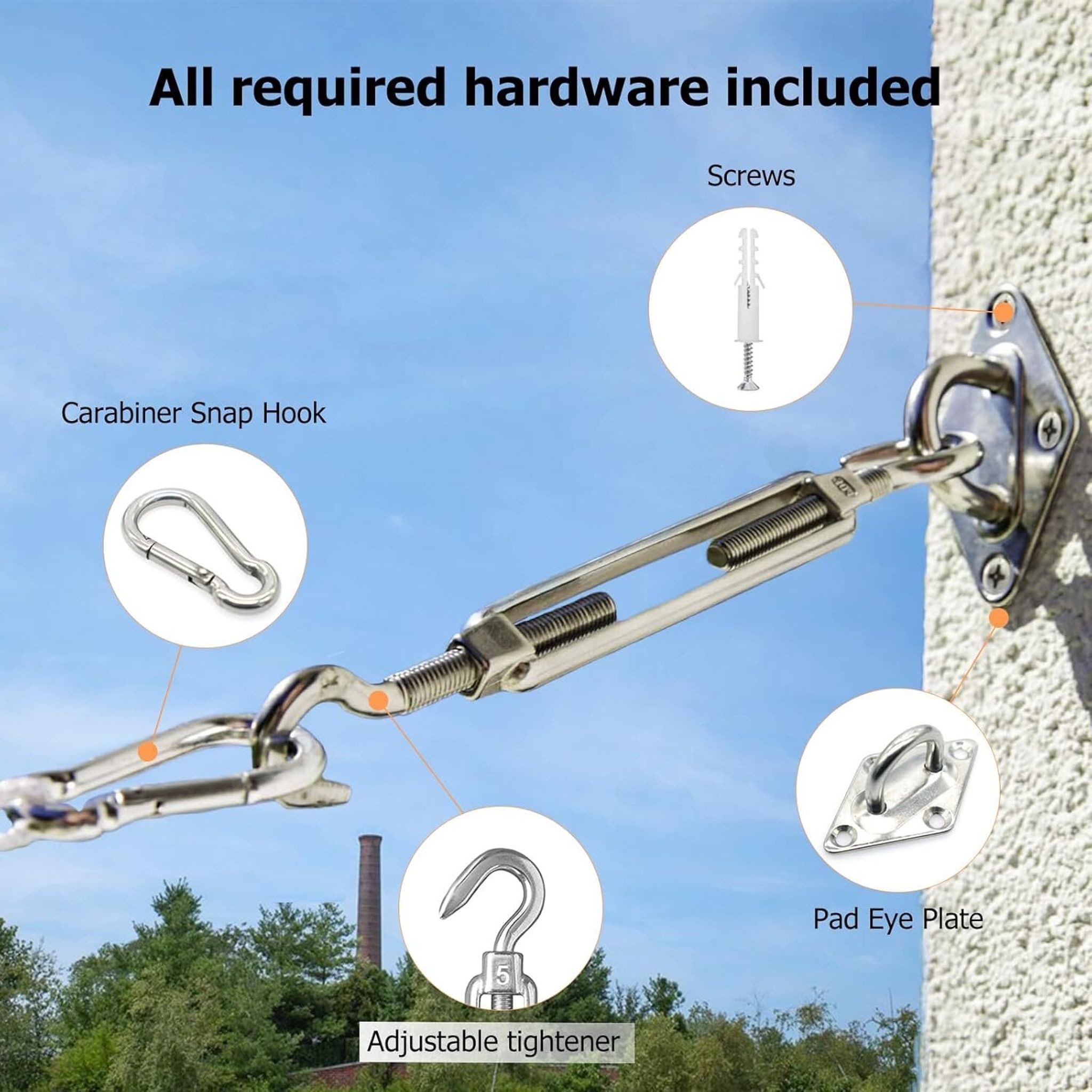 FELIXLEO Sonnensegel Sonnensegel Befestigung Kit M5 Edelstahl Spanner Zubehör Garten