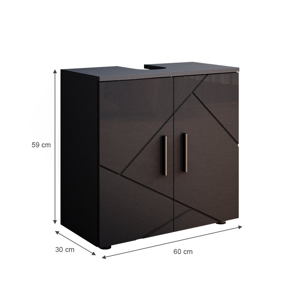 Vicco Waschbeckenunterschrank Irma, Anthrazit Hochglanz, 60 x 59 cm (1-St)
