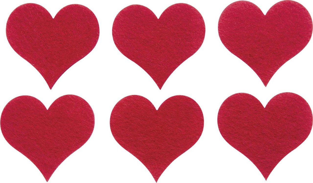 Glorex Bastelnaturmaterial Glorex Filz-Herz 6 Stück, 6 cm, rot
