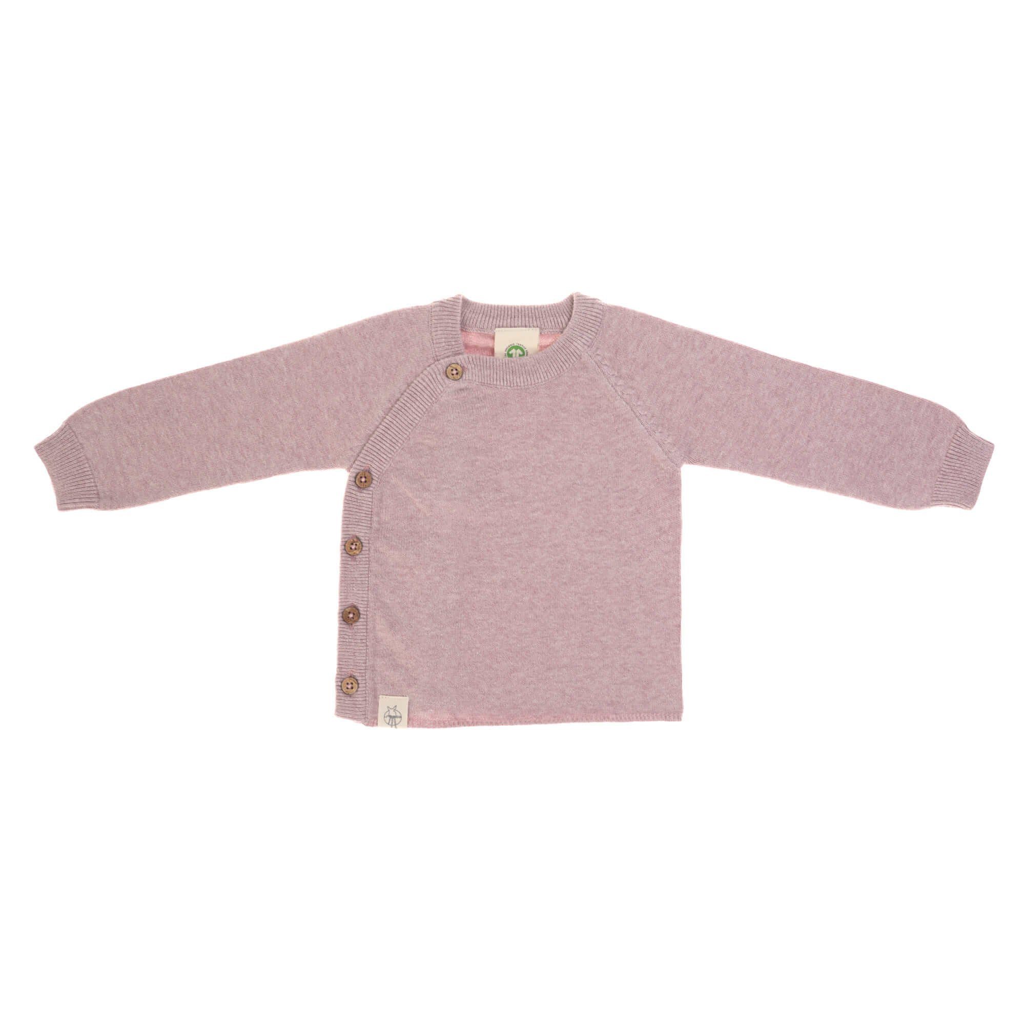 LÄSSIG Strickpullover Lässig Baby Pullover GOTS, Knitted Garden Explorer traumhaft weich mit Kokosnuss Knöpfen seitlich light pink