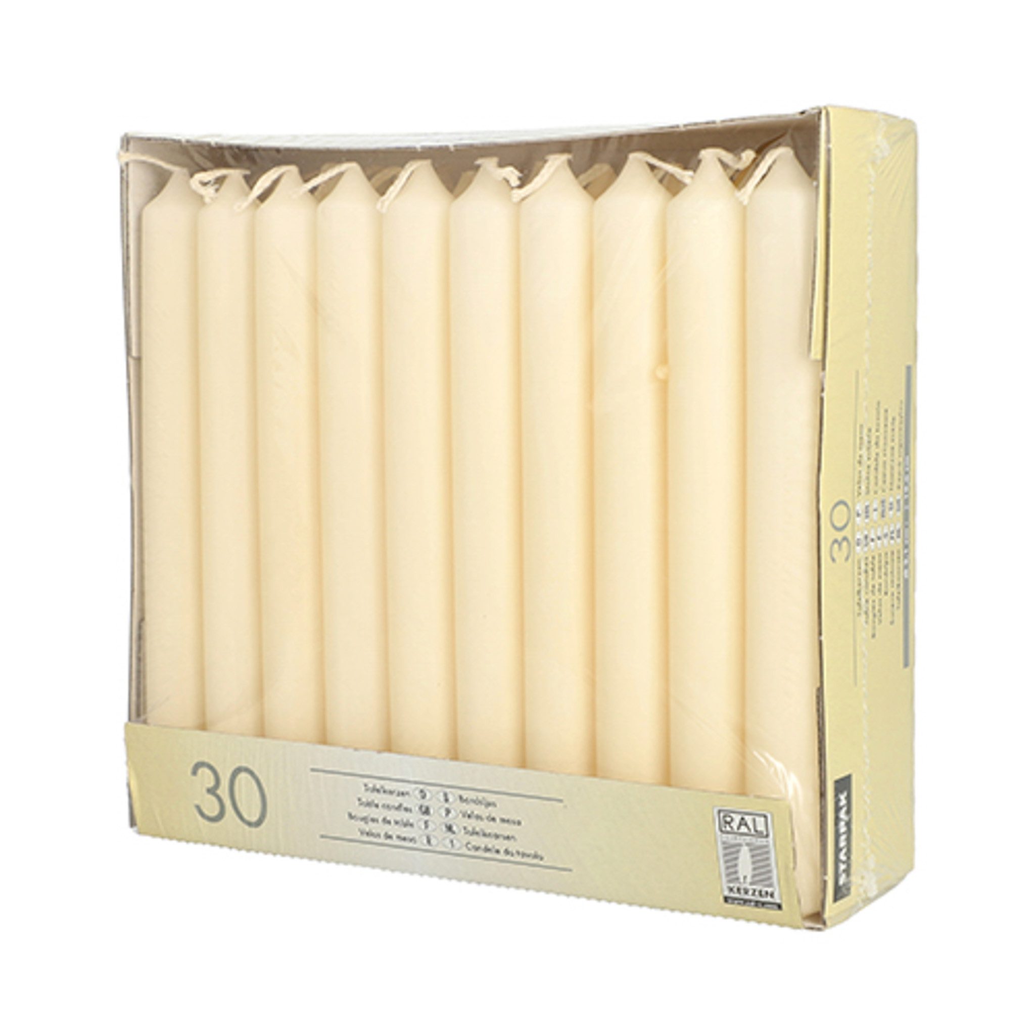 PAPSTAR Spitzkerze, Tafelkerzen 2,1x19,6cm 30 Stück Creme