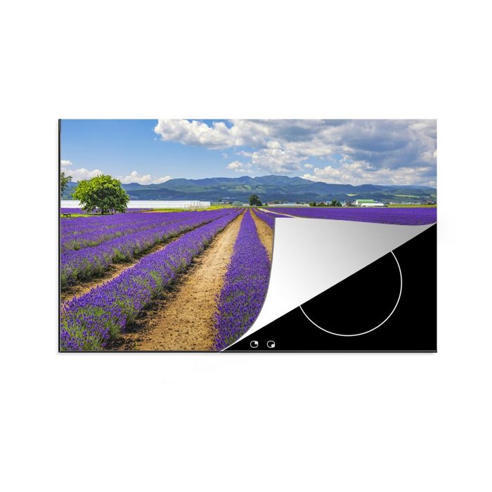 MuchoWow Herdblende-/Abdeckplatte Japan - Blume - Lavendel Vinyl (1 tlg) Ceranfeldabdeckung Arbeitsplatte für küche