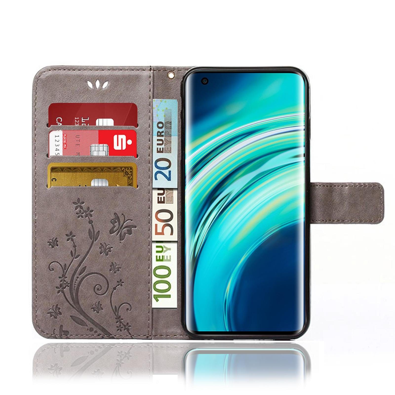 Numerva Handyhülle Bookstyle Flower für Xiaomi Mi 10 / Mi 10 Pro, Handy Tasche Schutzhülle Klapphülle Flip Cover mit Blumenmuster