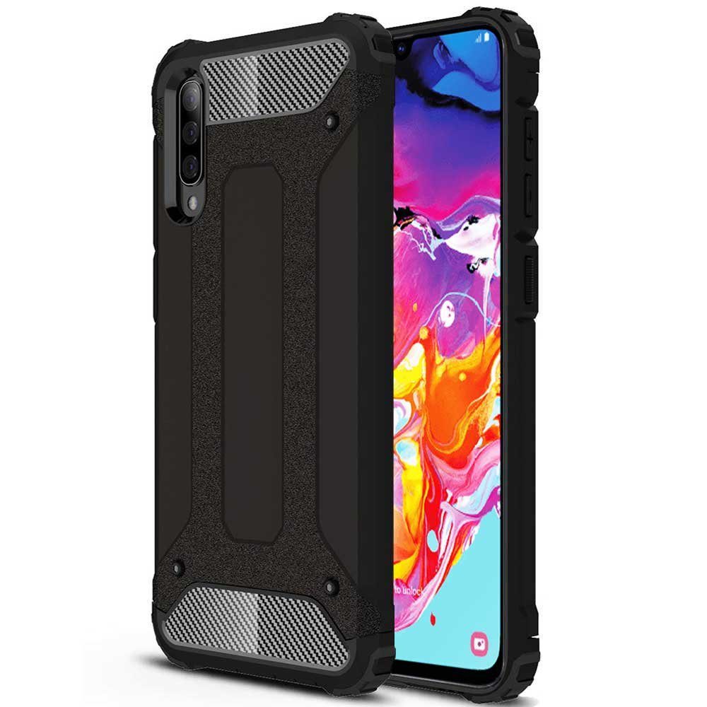 FITSU Handyhülle Outdoor Hülle für Samsung Galaxy A70 Schwarz, Robuste Handyhülle Outdoor Case stabile Schutzhülle mit Eckenschutz