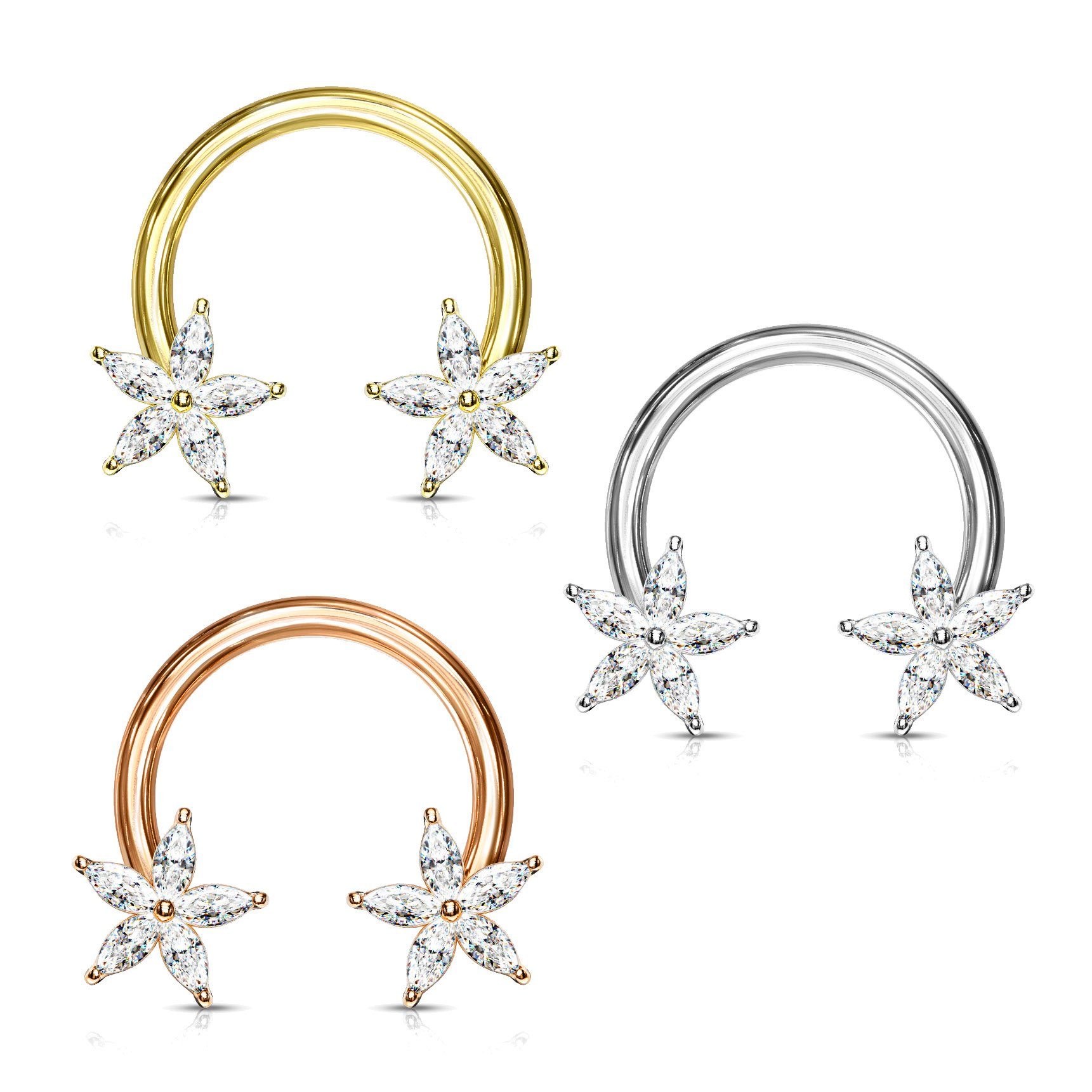 viva-adorno Brustwarzenpiercing Hufeisen Piercing Front Kristall Stern Blüt günstig online kaufen