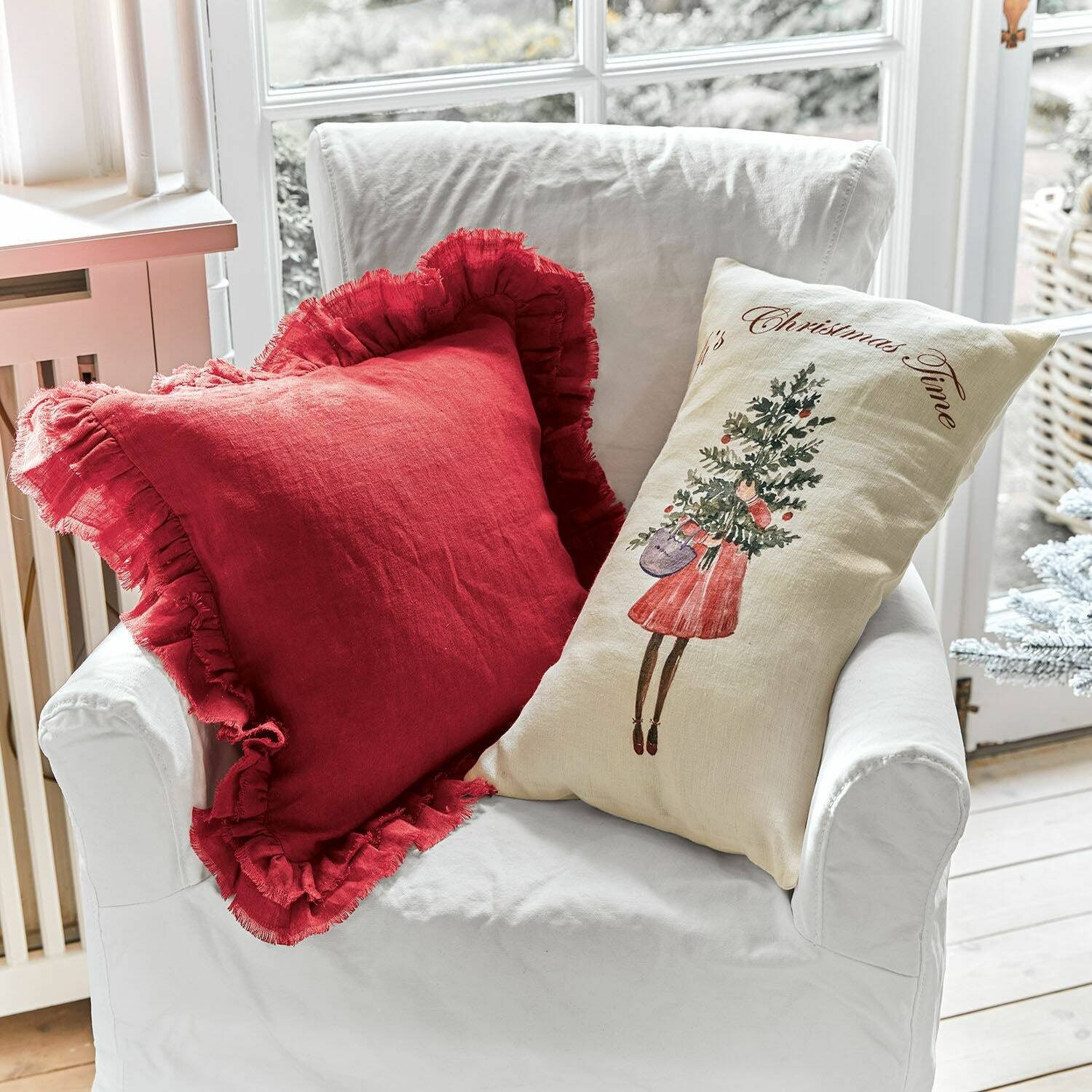 Mirabeau Kissenhülle Kissenhülle 2er Set Christmas Time weiß/rot günstig online kaufen