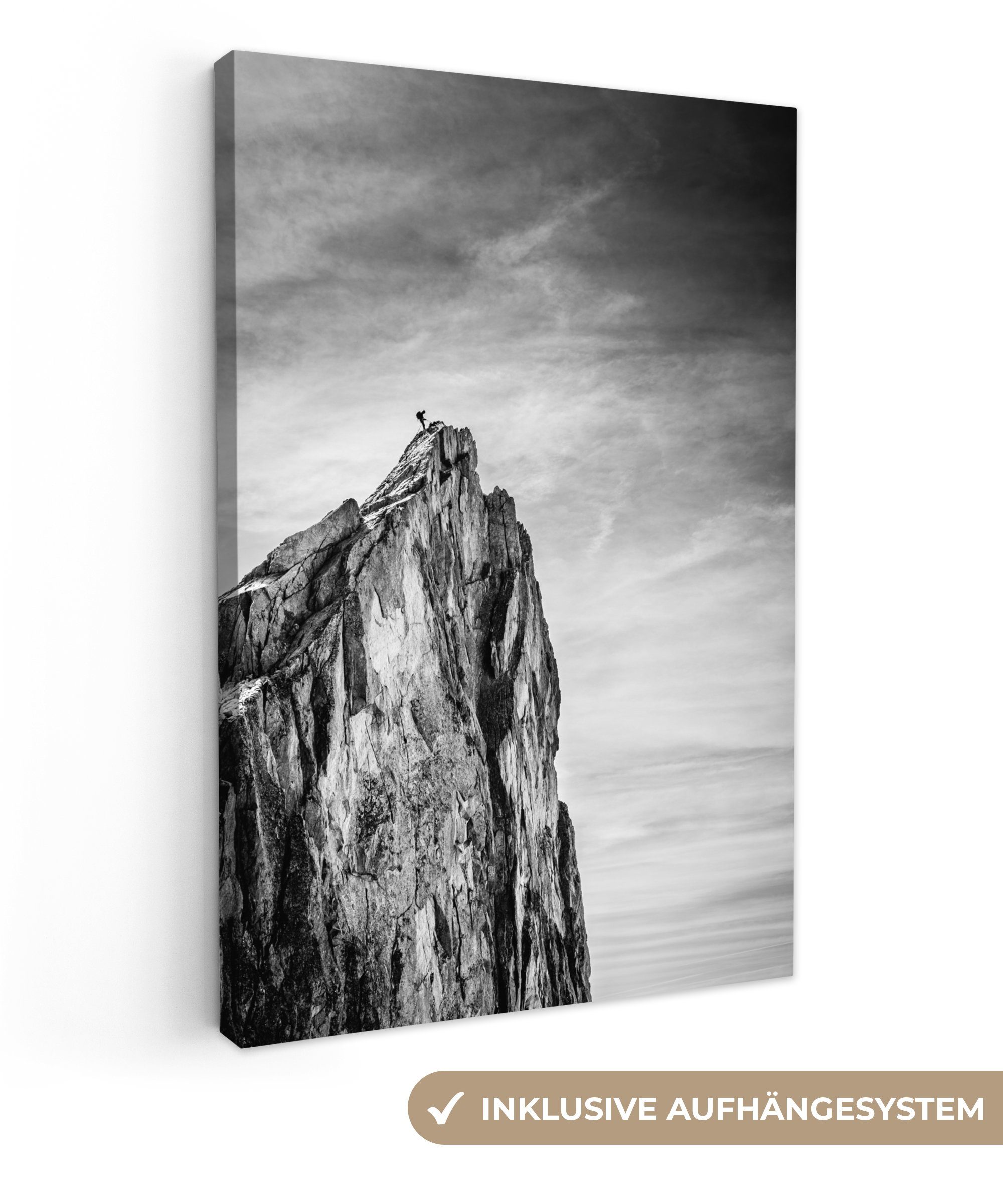OneMillionCanvasses® Leinwandbild Berg - Natur - Klettern - Schwarz und wei günstig online kaufen