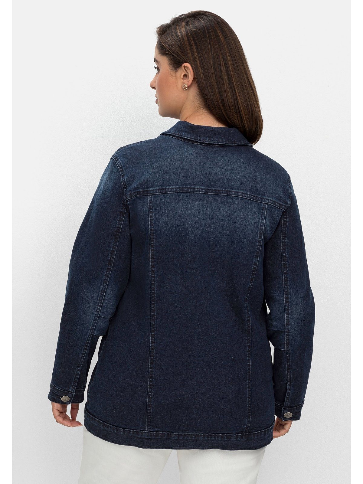 Größen in Sheego Form längerer, Große Jeansjacke taillierter