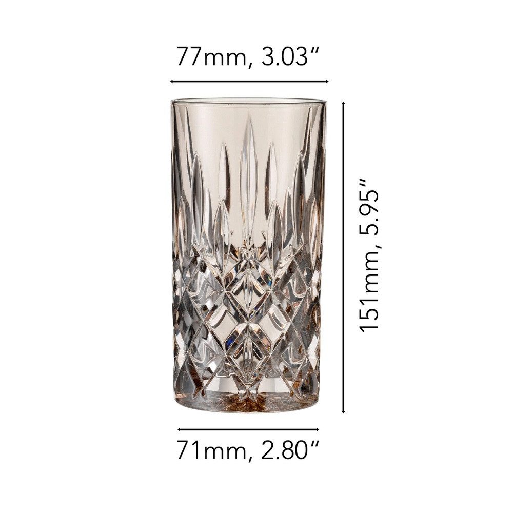 Nachtmann Cocktailglas Nachtmann Noblesse Longdrinkglas Taupe 2er Set, Kristallglas