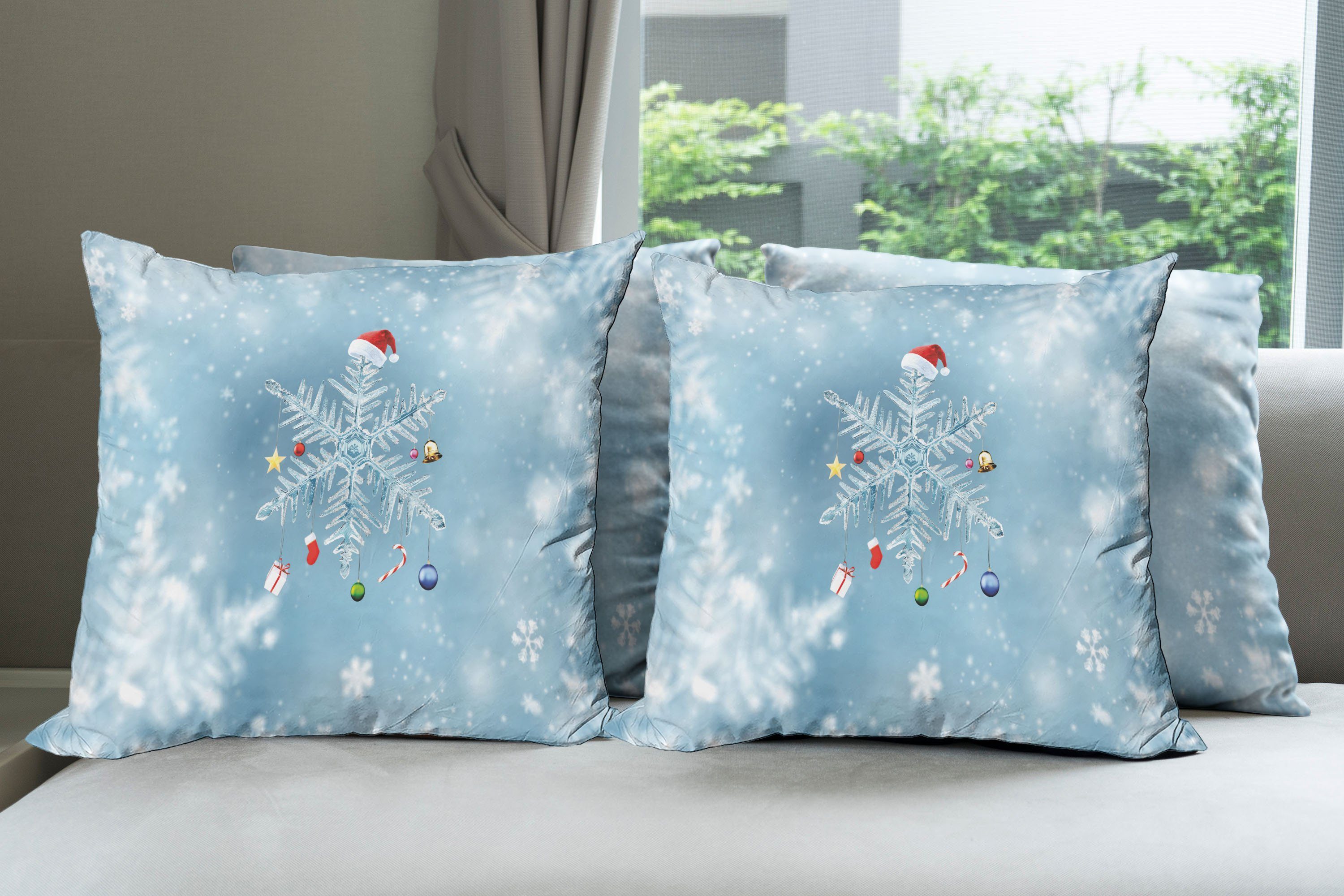 Abakuhaus Doppelseitiger Weihnachten Kissenbezüge Noel (4 Digitaldruck, Snowflake Aufwändige Modern Accent Stück),