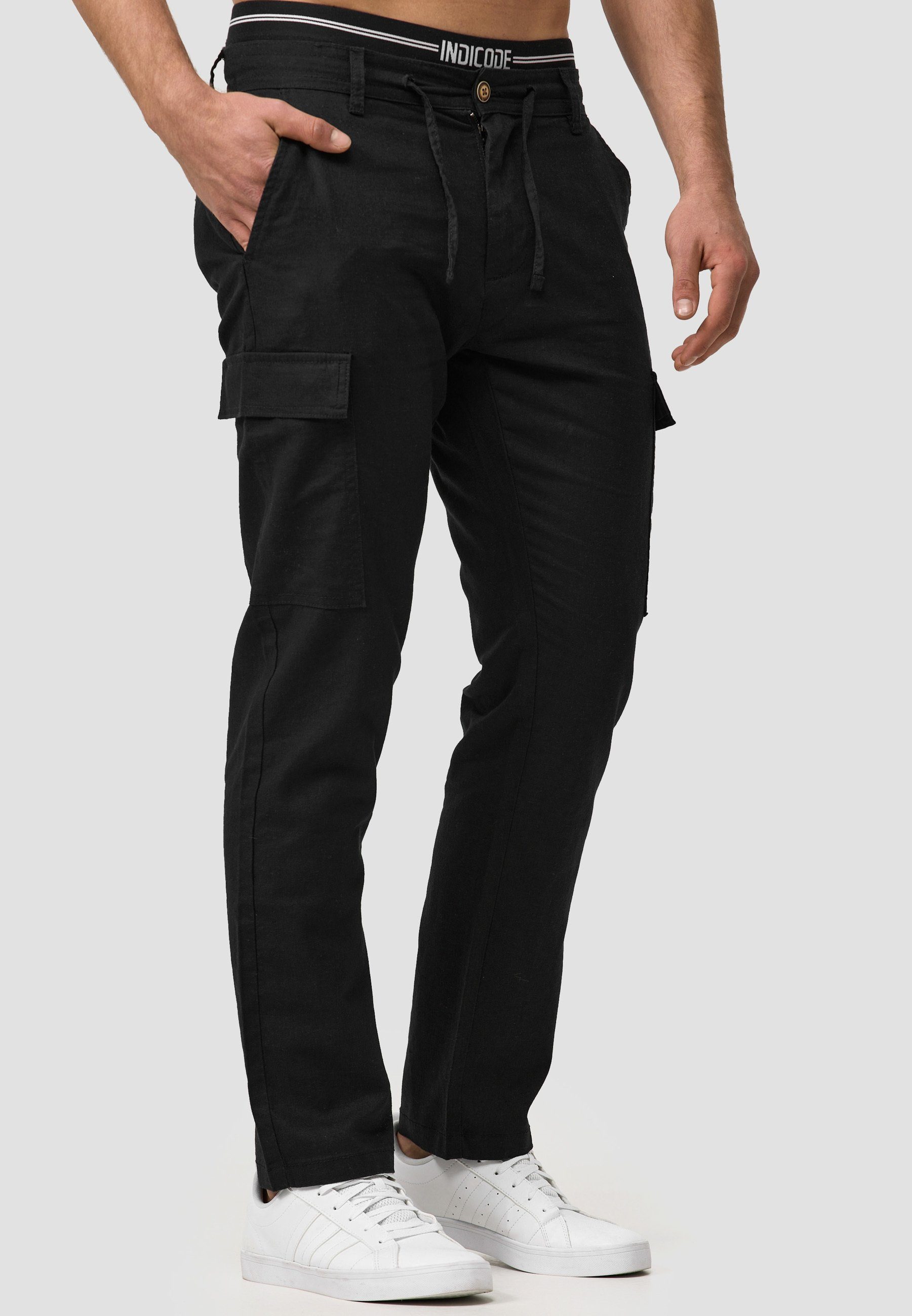 Indicode Leinenhose Herren Leonardo Sommerhose Leinen Herrenhose mit aufgesetzten Taschen