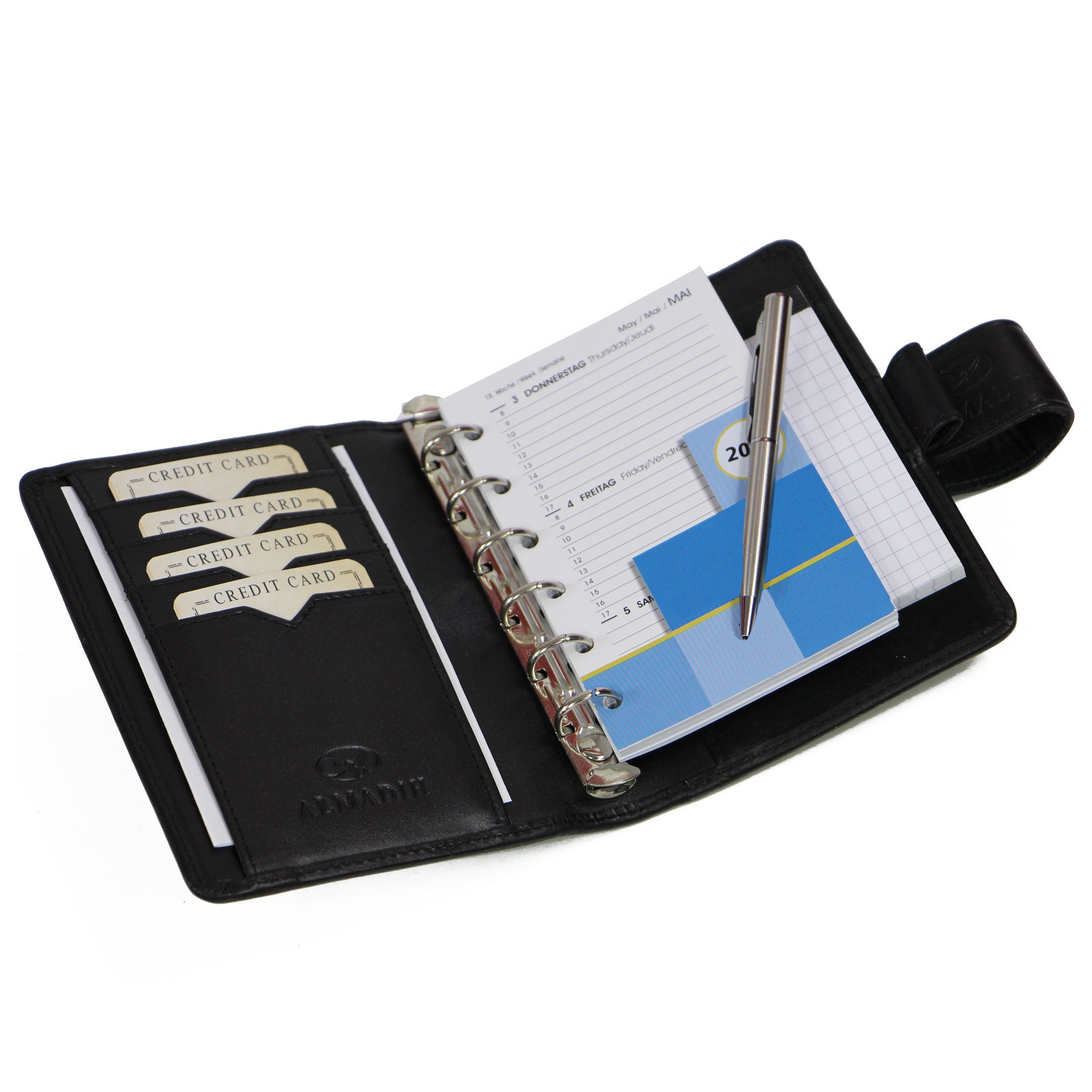 Thumbnail - ALMADIH Konferenzmappe Ledermappe A7 Terminplaner Leder Organizer 2026 braun, schwarz