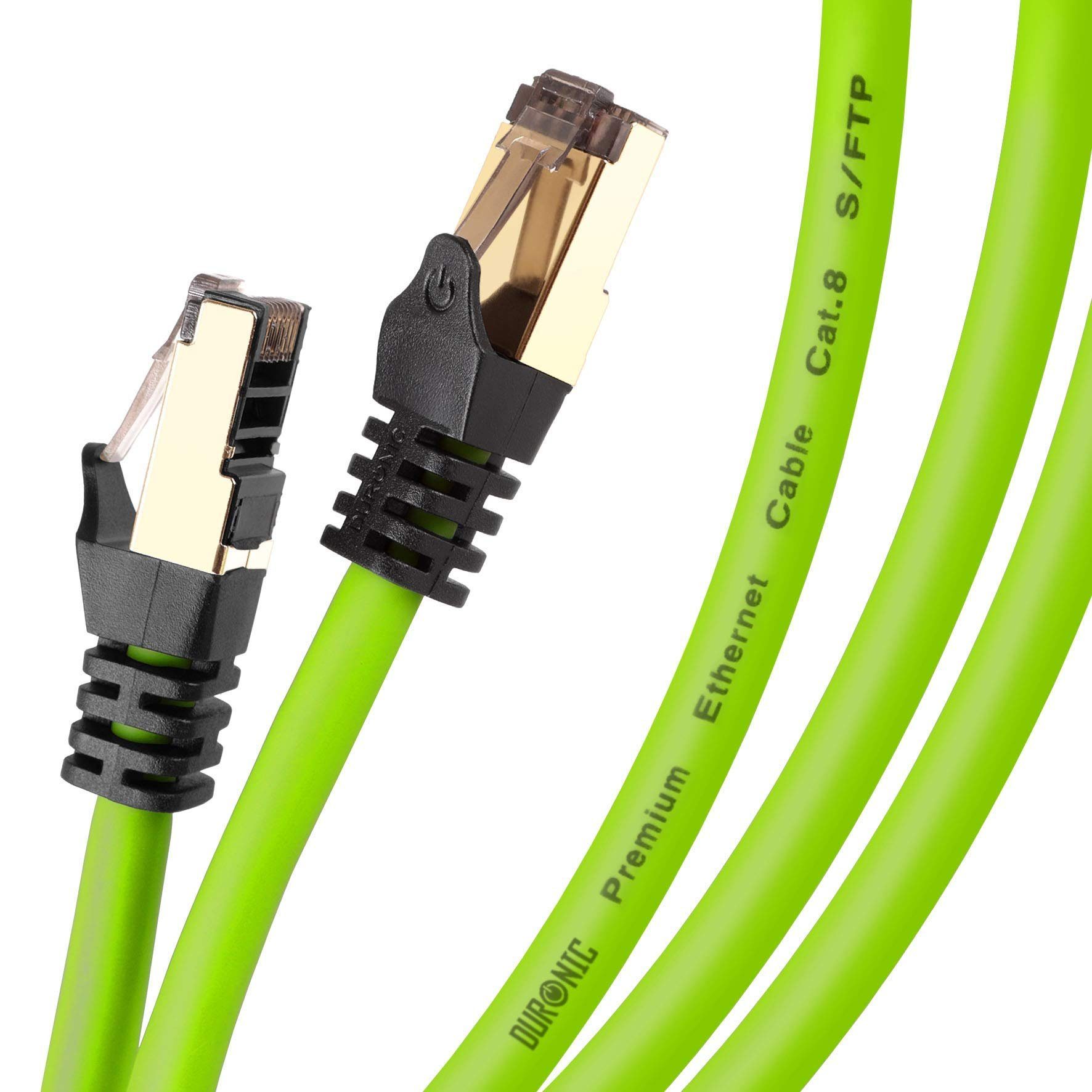 Duronic LANKabel, CAT8 GN 1 m 40 Gbps Netzwerkabel, RJ45 LAN Kabel