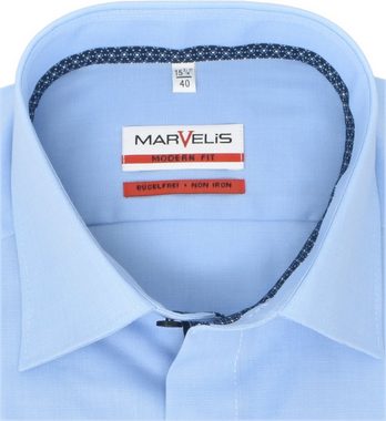 MARVELIS Kurzarmhemd Kurzarmhemd - Modern Fit - Einfarbig - Hellblau