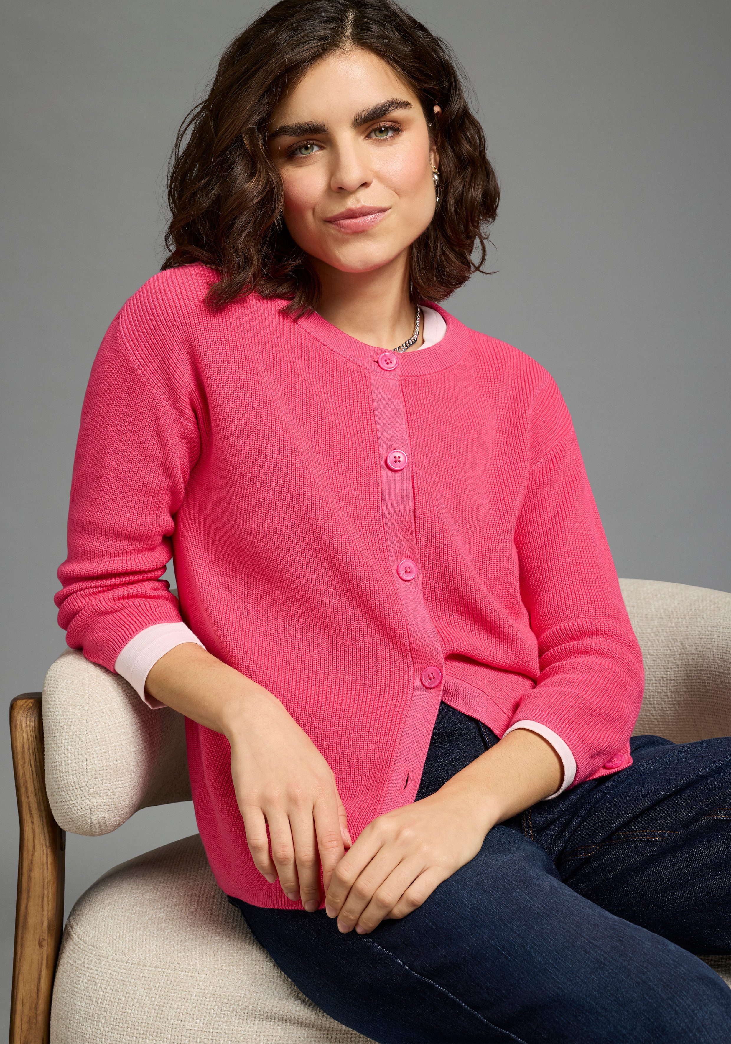 Laura Scott Strickjacke mit 3/4 Ärmeln und Knopfleiste