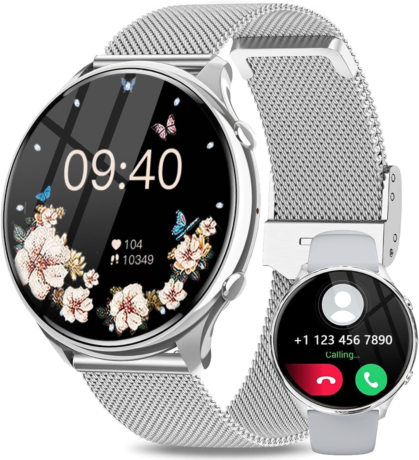 Fitonme S51 Smartwatch (3,5 cm, android ios), Smartwatch Damen mit Telefonfunktion 1.39 Zoll Display Fitnessuhr