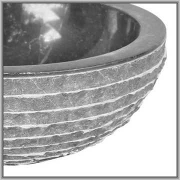 LebensWohnArt Aufsatzwaschbecken Marmor Waschbecken MARMO rund 40cm Grau Anthrazit