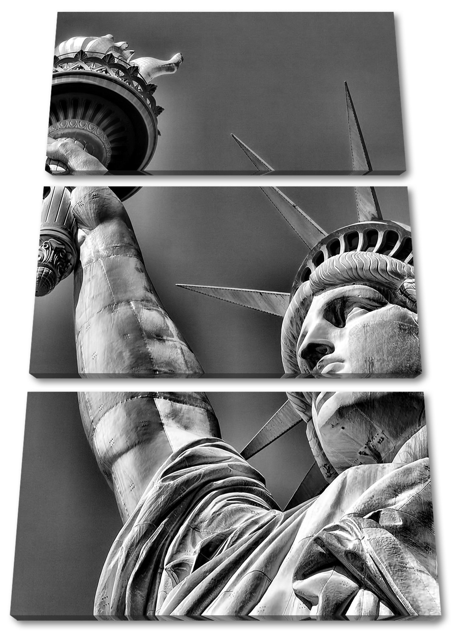 York New New Freiheitsstatue Pixxprint York, in Leinwandbild St), (120x80cm) 3Teiler bespannt, inkl. (1 fertig in Leinwandbild Zackenaufhänger Freiheitsstatue