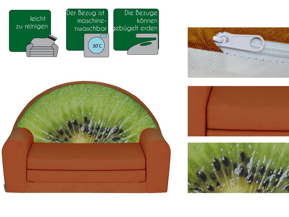 Schaumstoff Couch FORTISLINE Kindersofa Kindersofa Kinderzimmer Früchte-Motiv Aufklappbar