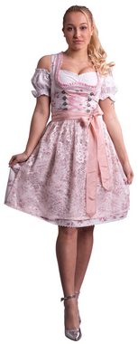 Entari Dirndl 534GT Trachtenkleid Cremeweiß mit Rosa geblümt (3tlg)