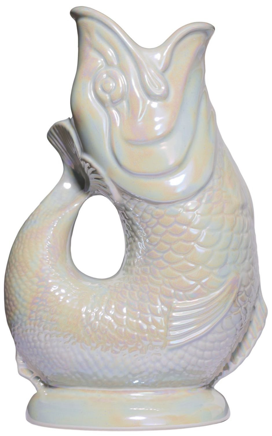 Gluckigluck Wasserkaraffe, (Original Gluggle Jug aus England), mit Gluckergeräusch, handgefertigt, ikonisches Fisch-Design, 1,2 L