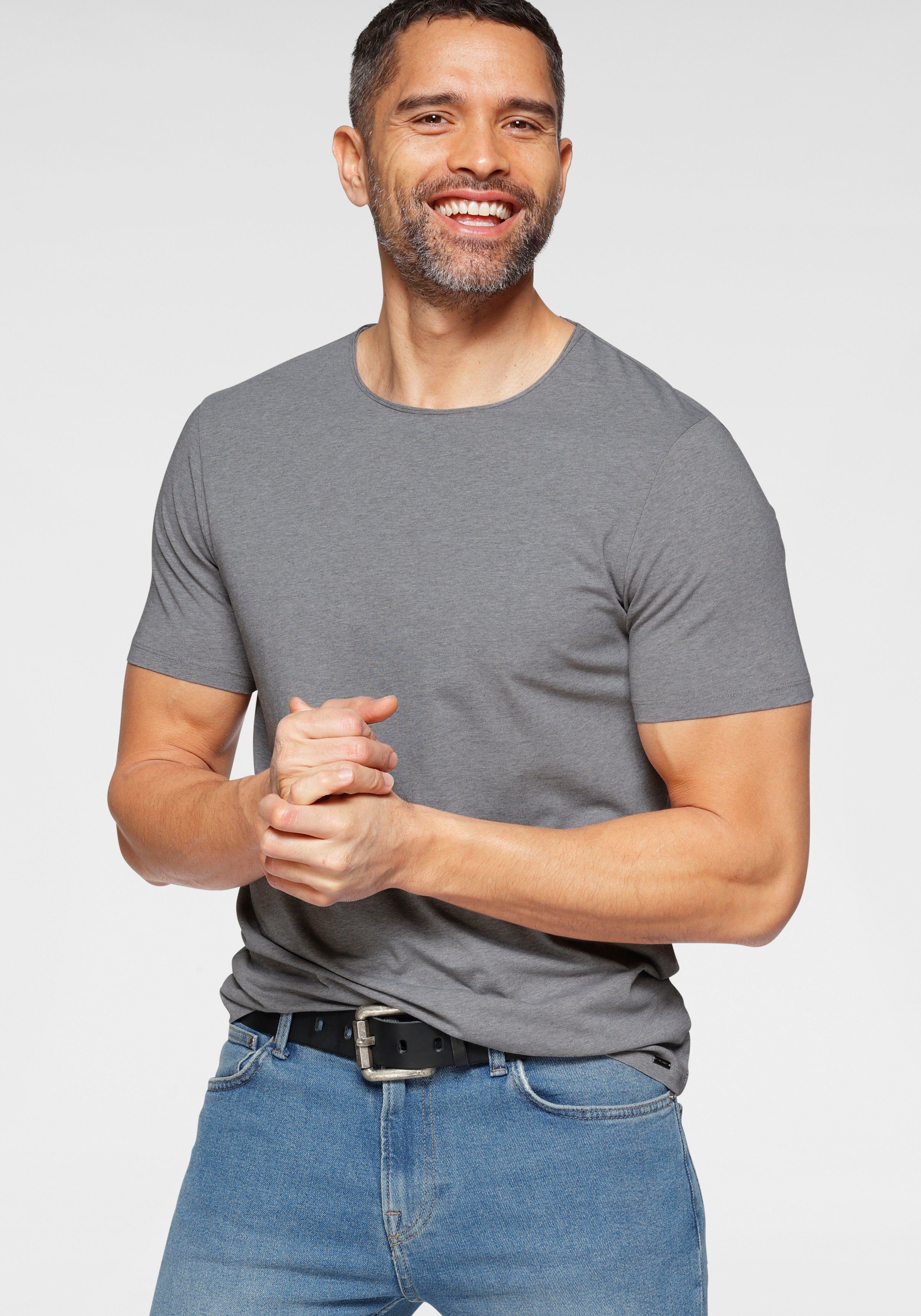 body Five feinem silbergrau Level aus T-Shirt fit Jersey OLYMP