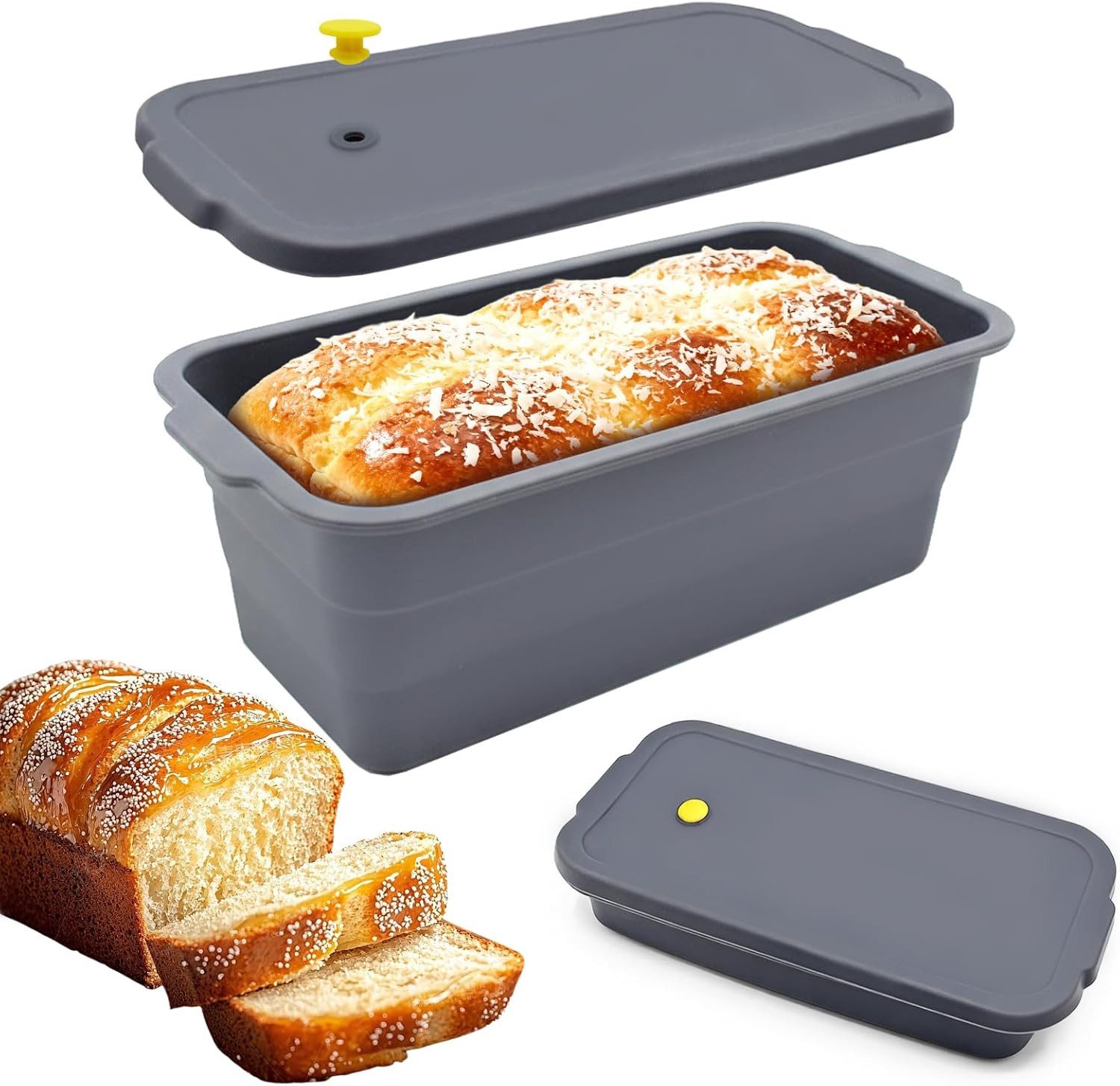 FELIXLEO Brotbackform Klappbare Brotbackform mit Deckel Silikon Antihaft 32x14,5x11,5cm, (1-tlg)