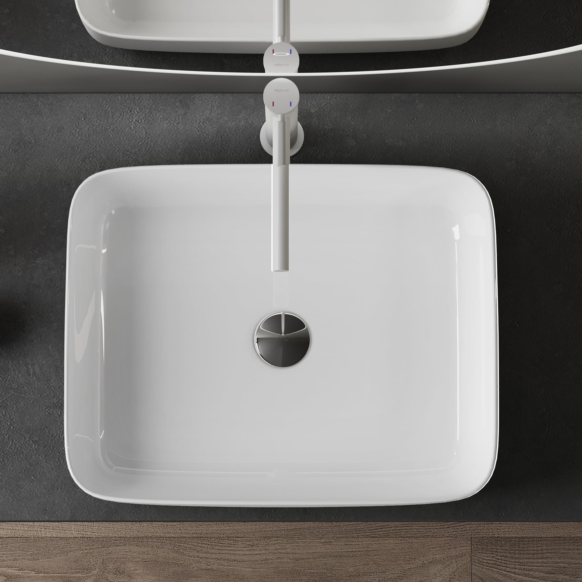 doporro Waschbecken Keramik Aufsatzwaschbecken Gäste WC Handwaschbecken Waschtisch Br106