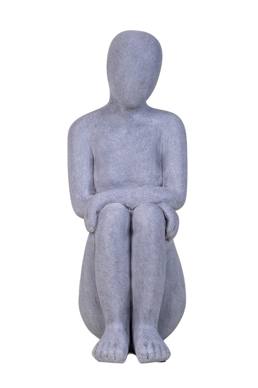 IDYL Dekofigur IDYL Moderne Skulptur Figur Sandsteinguss "Denkende Frau", Moderne Figur "Denkende Frau" in grau.