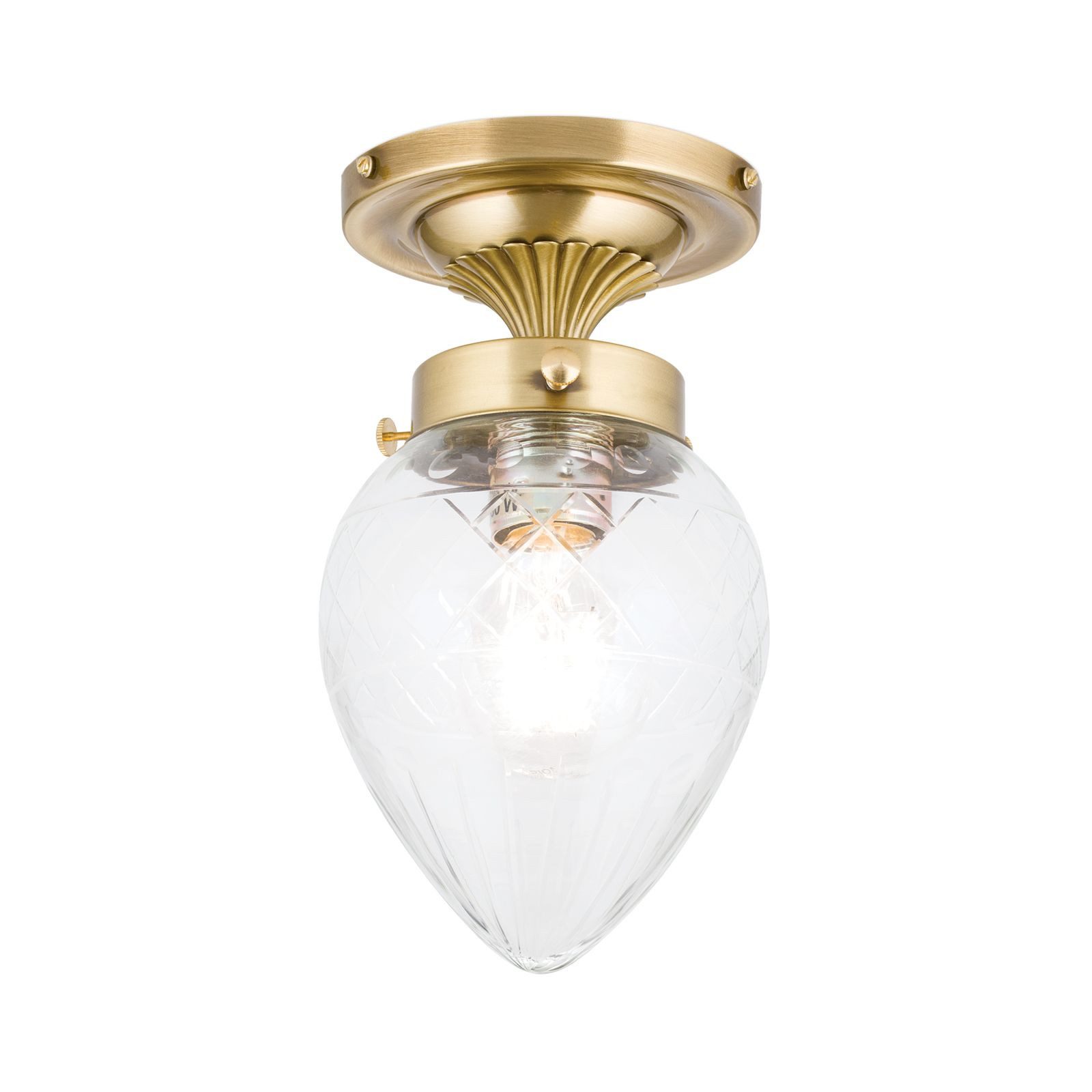 Licht-Erlebnisse Deckenleuchte AGNES, ohne Leuchtmittel, Glas Echt-Messing Ø 15 cm rund in Bronze E27 Jugendstil