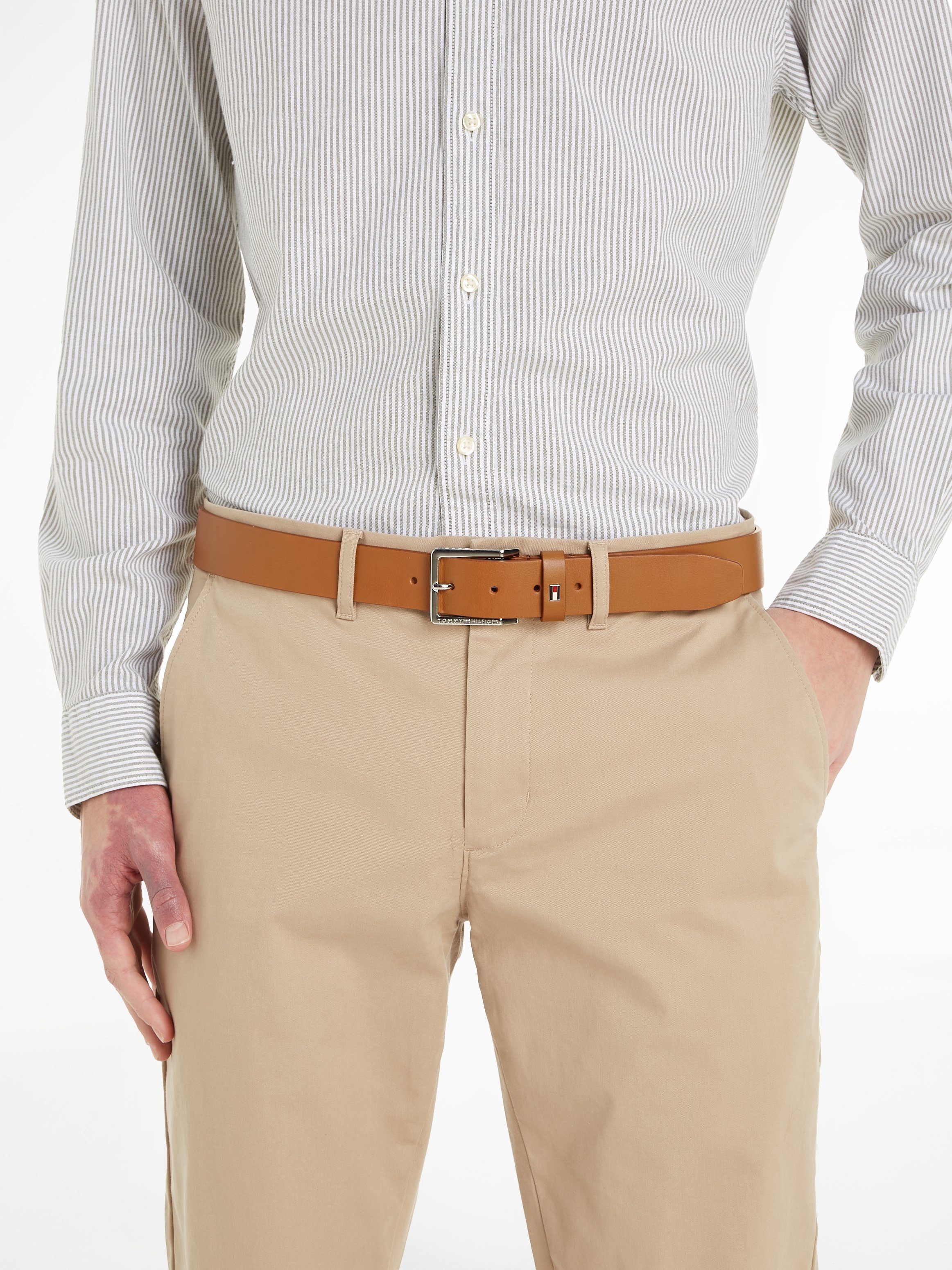 Tommy Hilfiger Ledergürtel Oliver mit Kontrast-Schnalle und Logoschlaufe günstig online kaufen